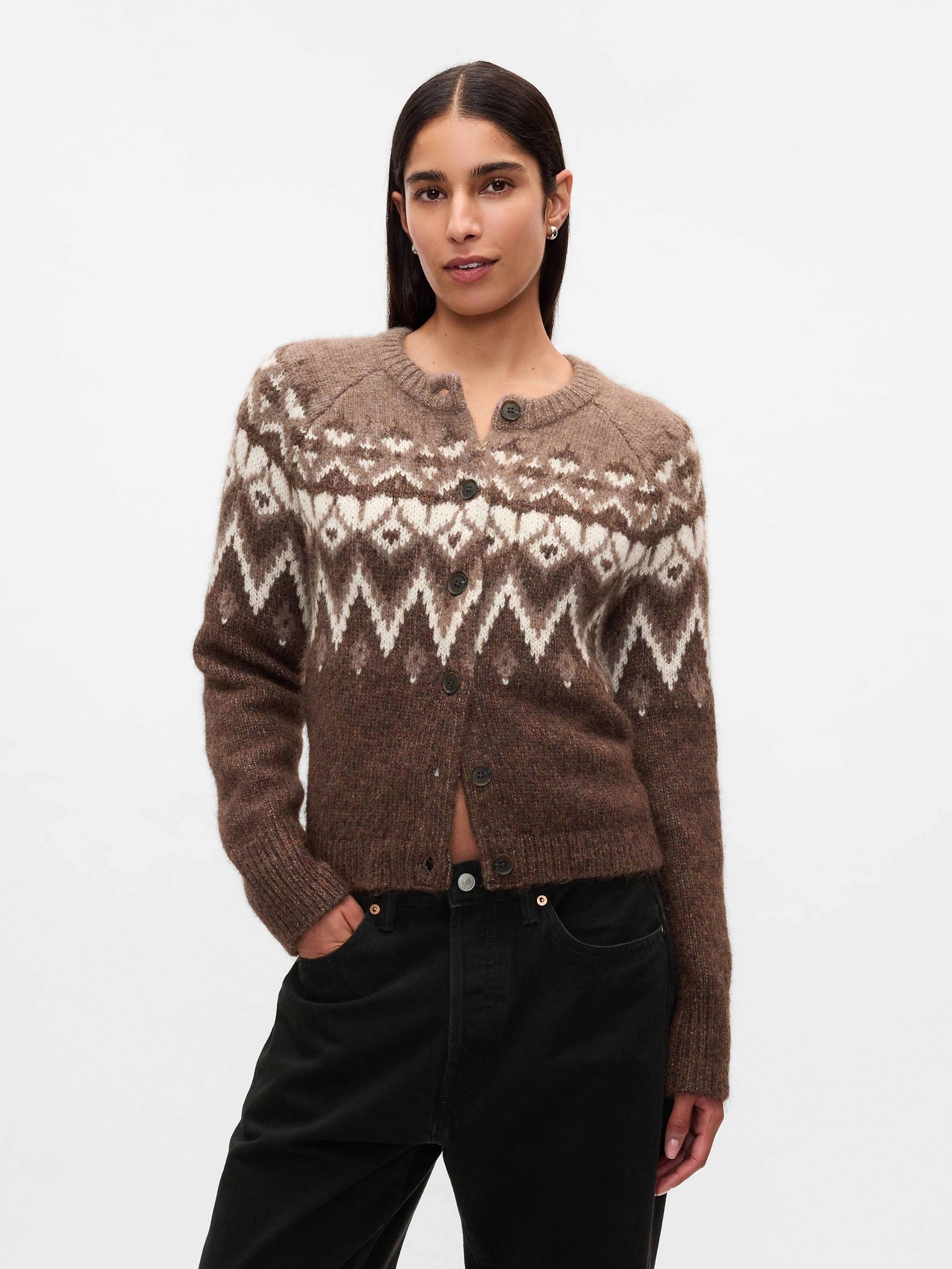 Crop kardigan Fair Isle