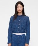 GapStudio by Zac Posen Denim-Tweed Crop-Jacke-Dunkelblau - 001