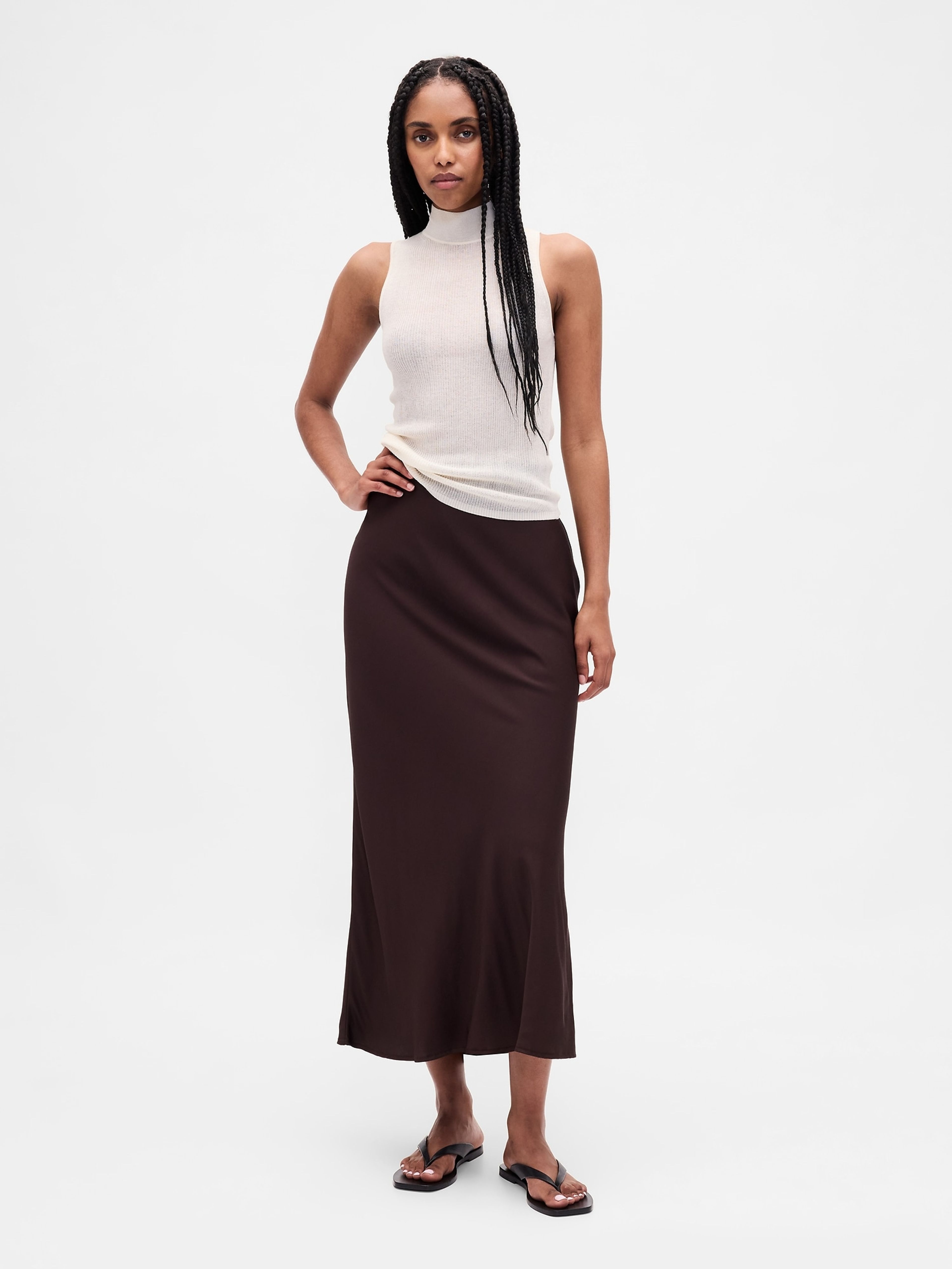 Damen-Satin-Maxirock