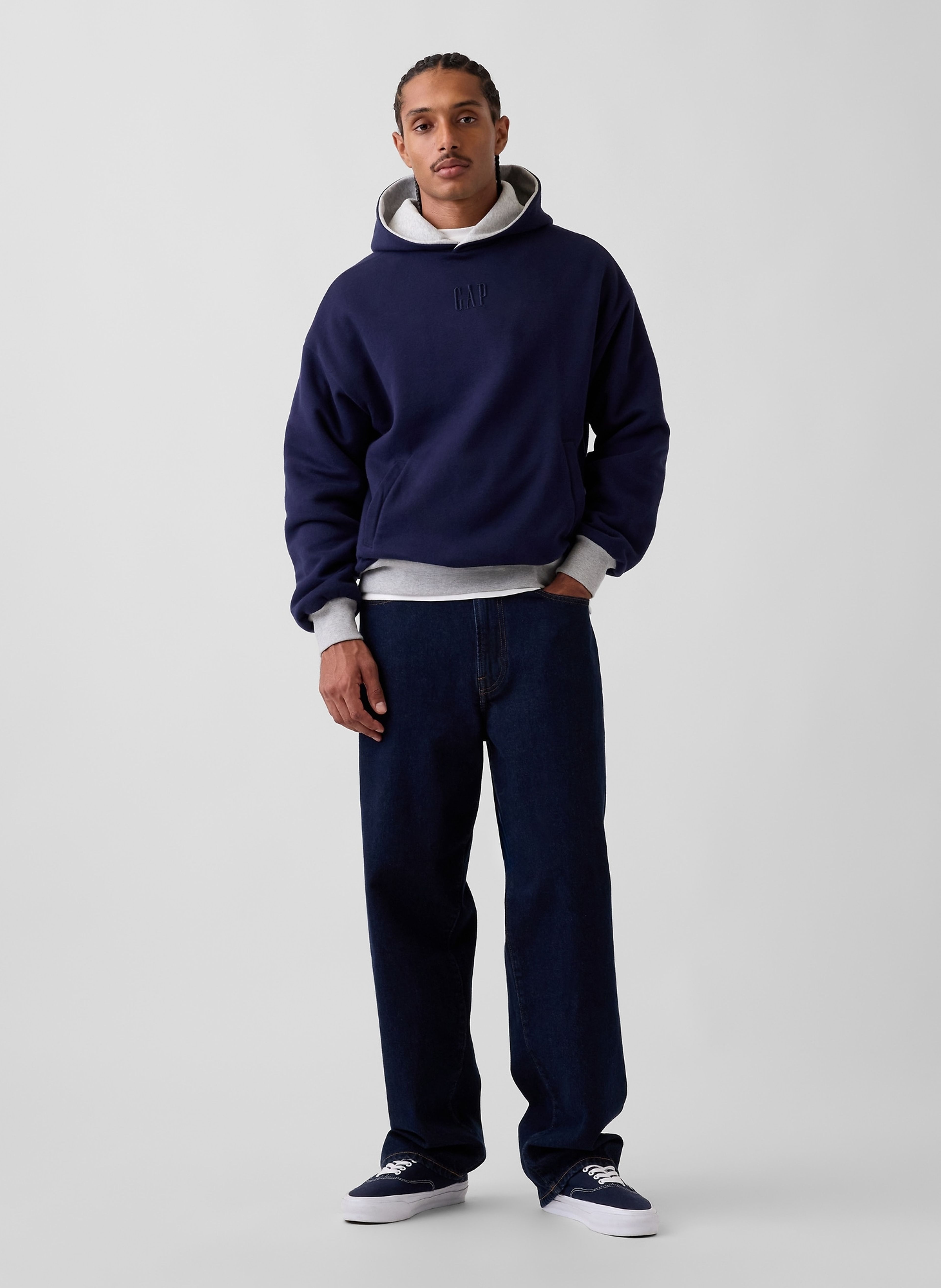 Oversize kifordítható pulóver VintageSoft unisex logóval - 002