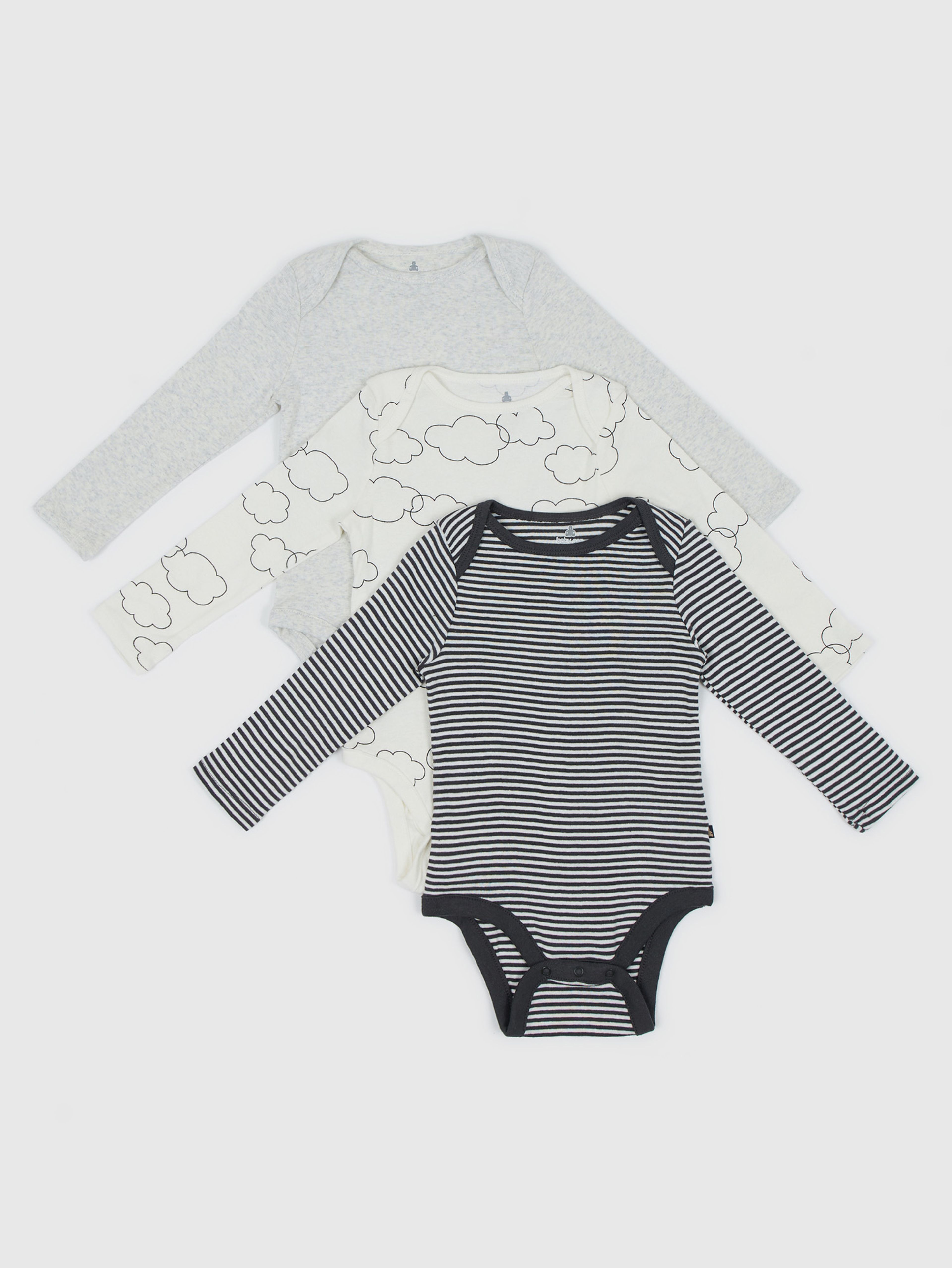 Baby body z długimi rękawami, 3 szt.