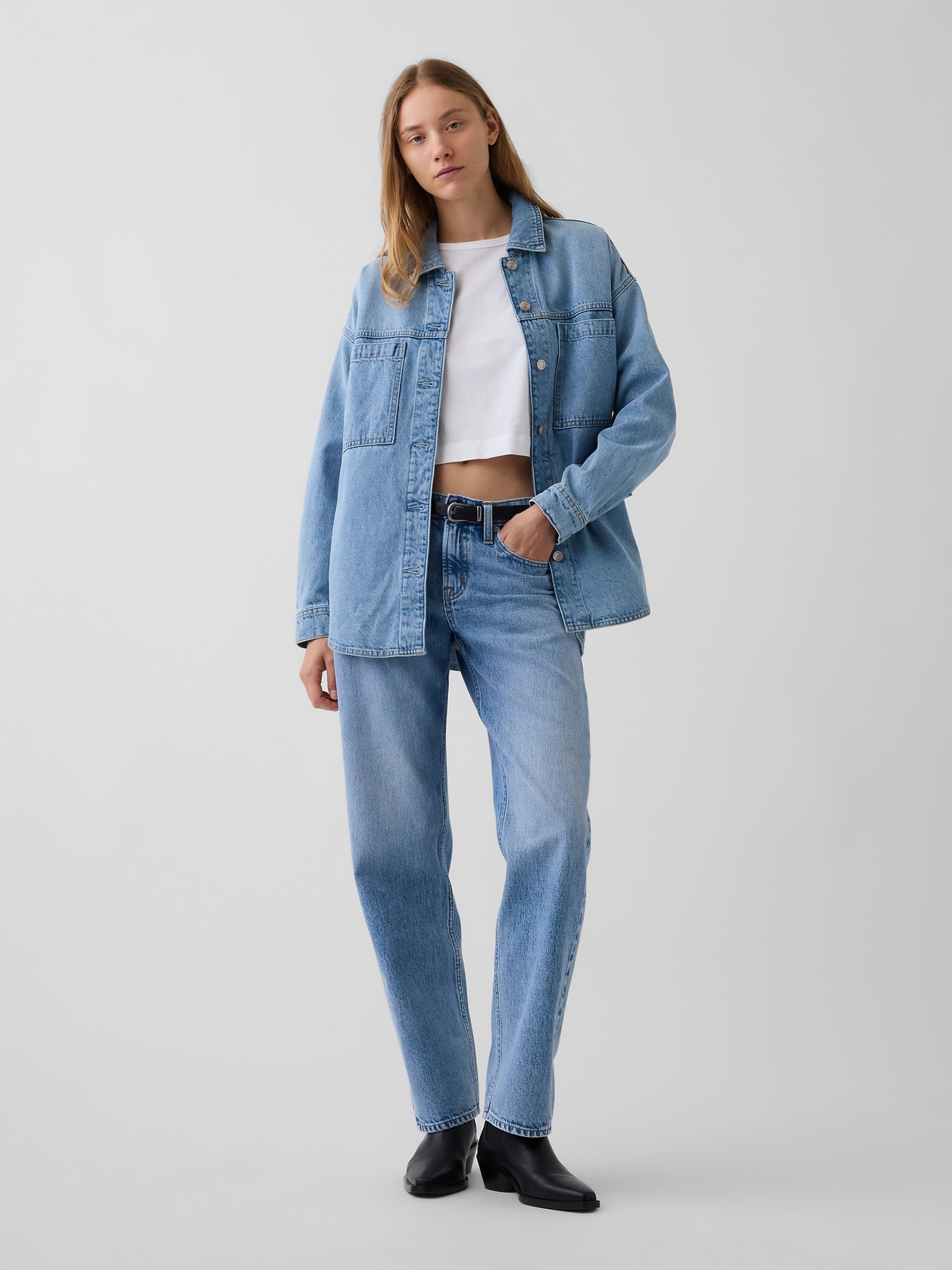 Jean Mid Rise Straight Taper - 001