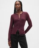 Cardigan boutonné-Violet - 002