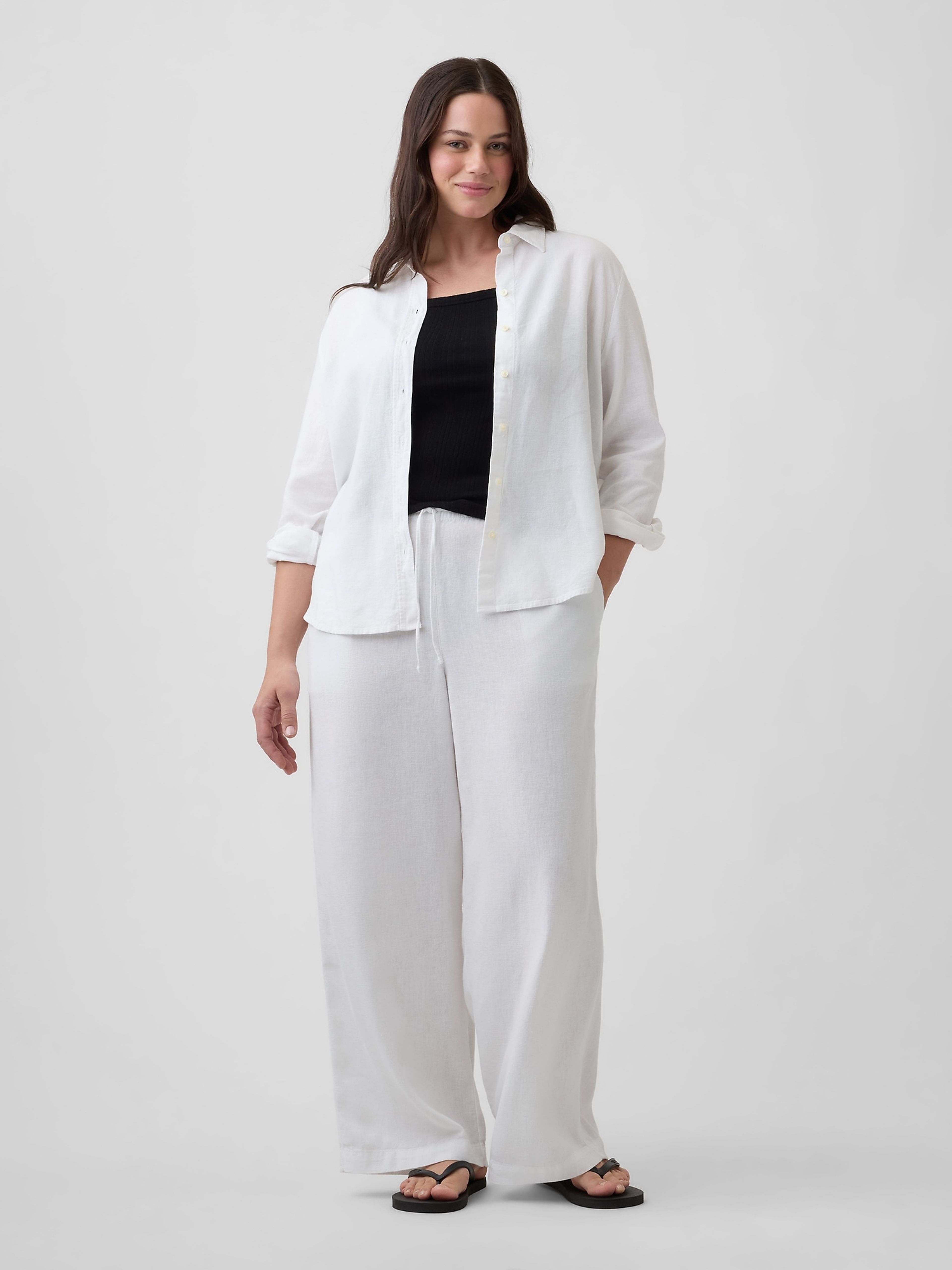 Wide-Leg nadrág lenkeverékből - 005
