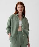 Mušelínová oversize košeľa-Zelená - 004