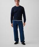Jeansy Mid Rise Baggy-Granatowy - 001