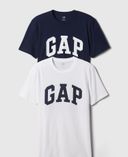 T-shirt in cotone con logo 2 pezzi-Blu scuro - 001