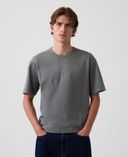 Crop T-shirt Heavyweight z logo-Szary - 003