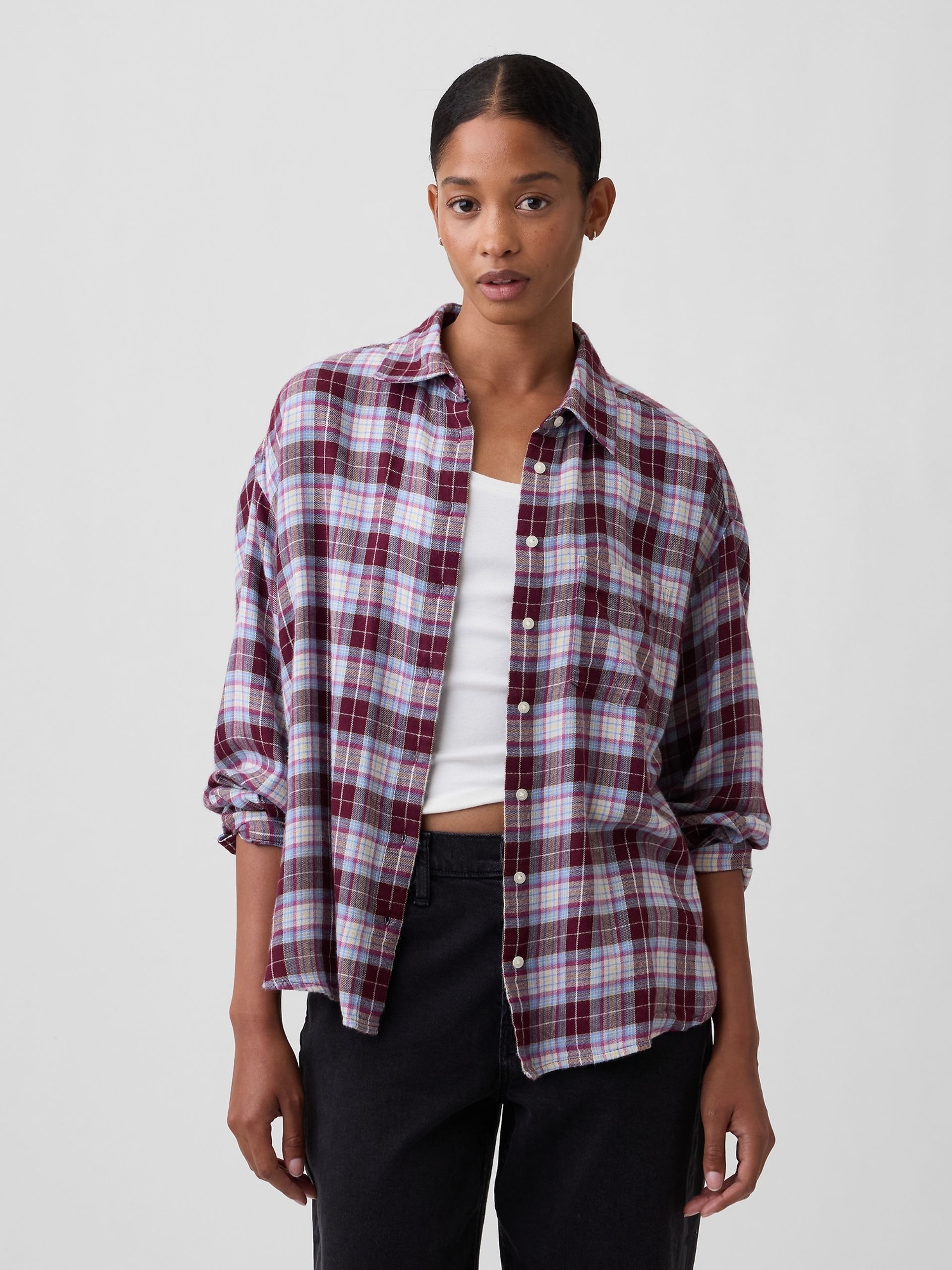 Flanelowa koszula oversize - 001