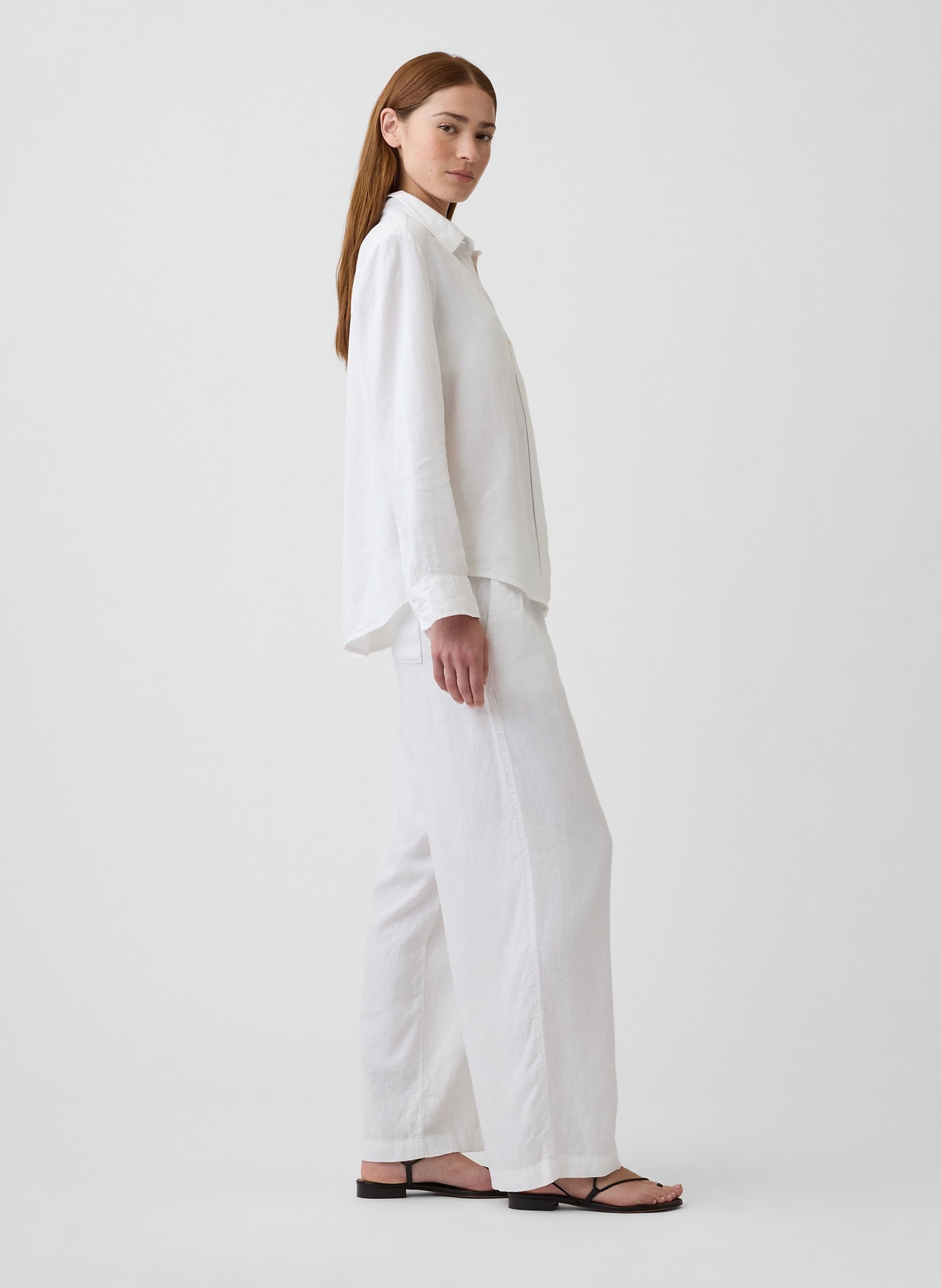 Wide-Leg nadrág lenkeverékből - 003