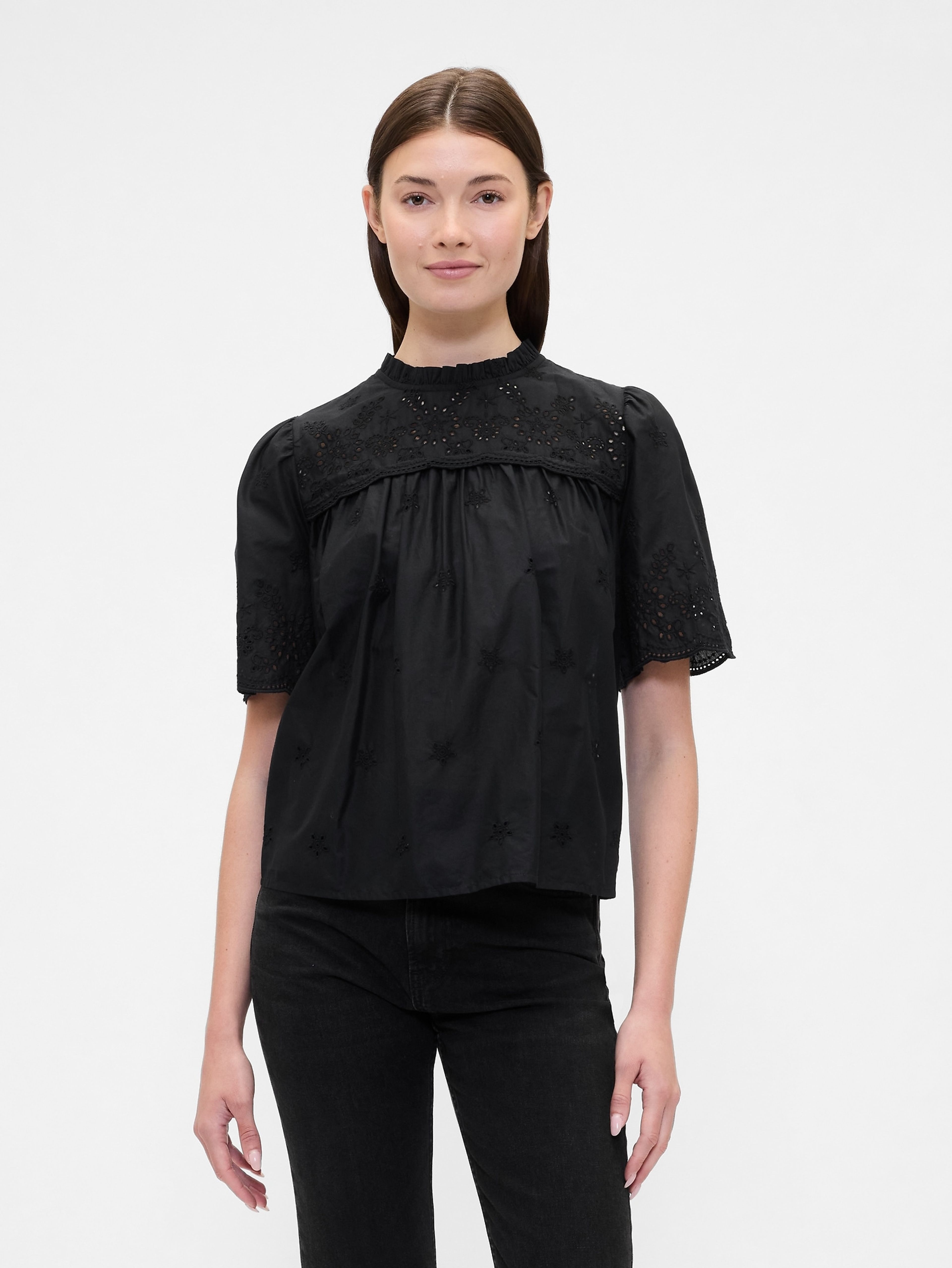 Damen-Top mit Broderie-Anglaise