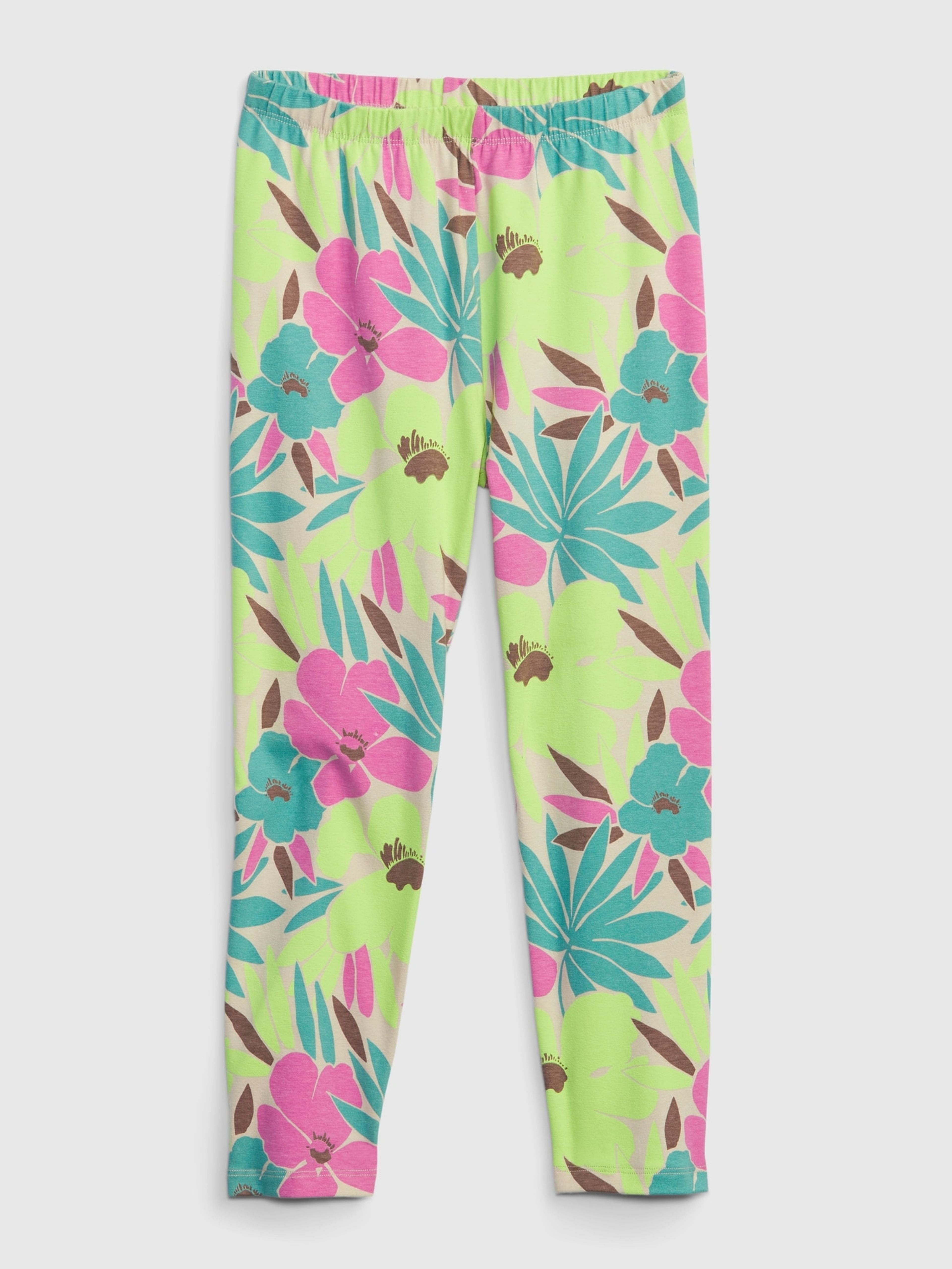 Dziecięce organiczne legginsy capri w kwiaty