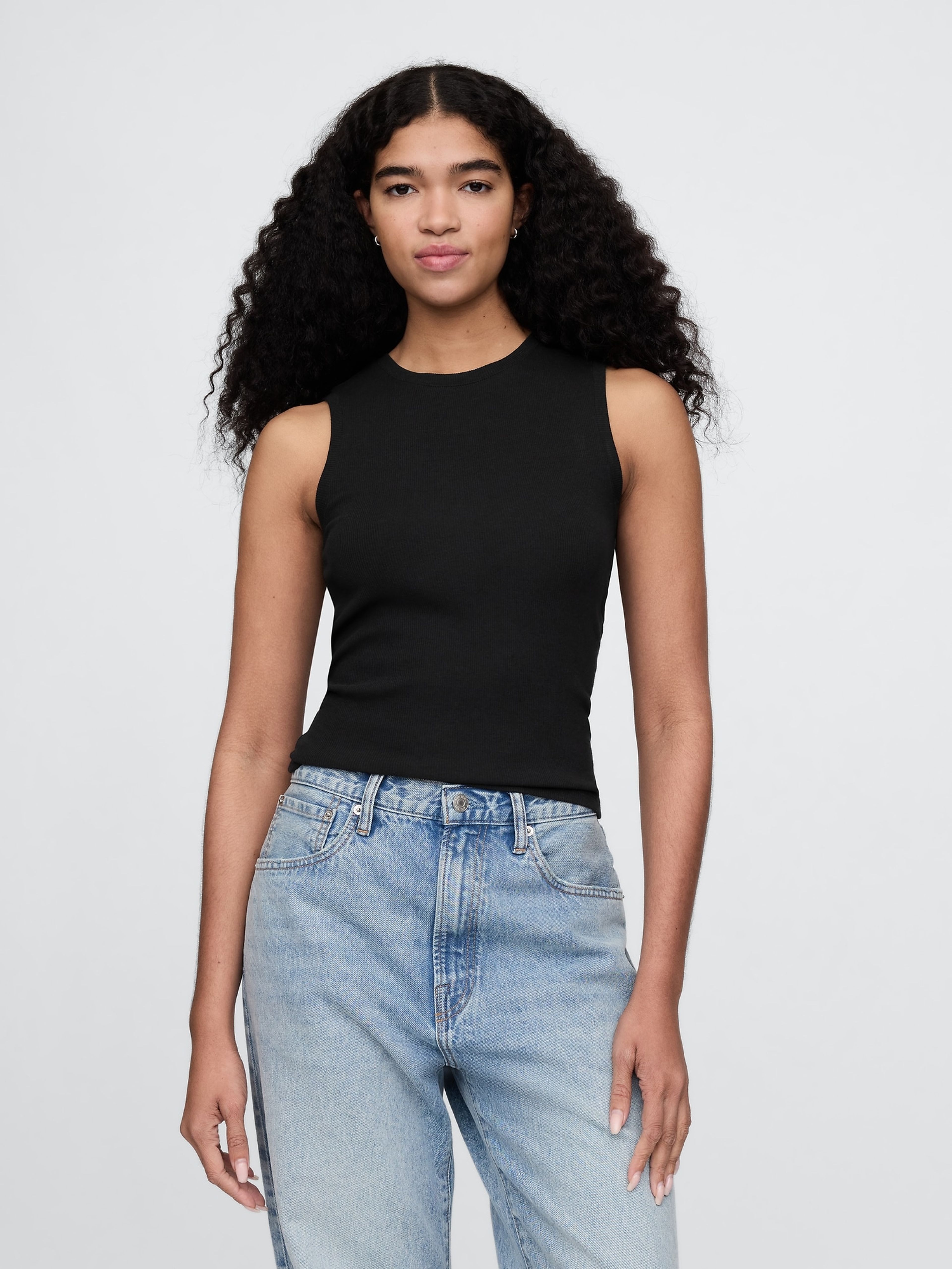 Damen geripptes Top