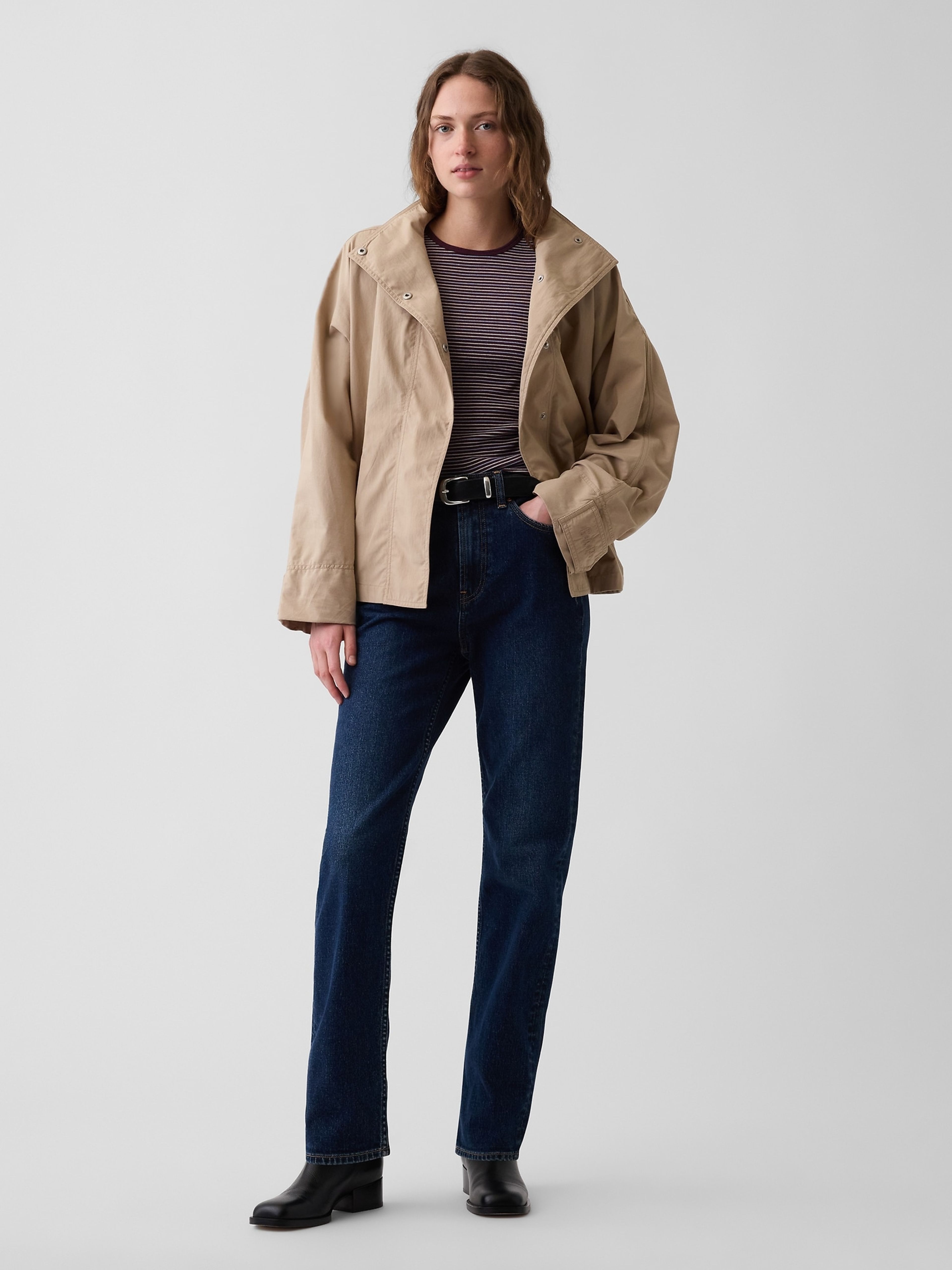 Popelínová oversize bunda - 002