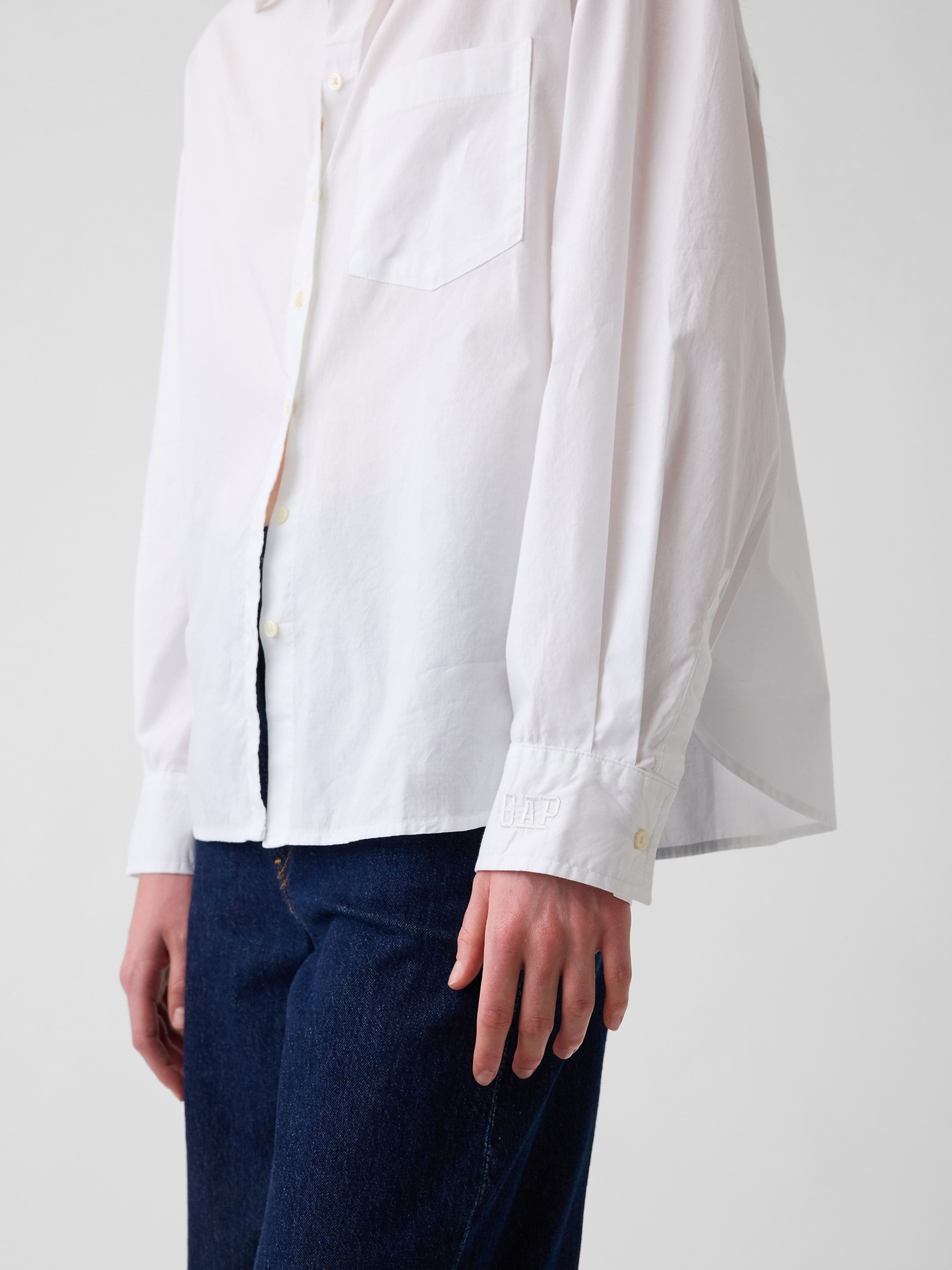 Popelinowa koszula oversize z logo - 004