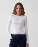 Ripp-T-Shirt mit Logo-Weiß - 002