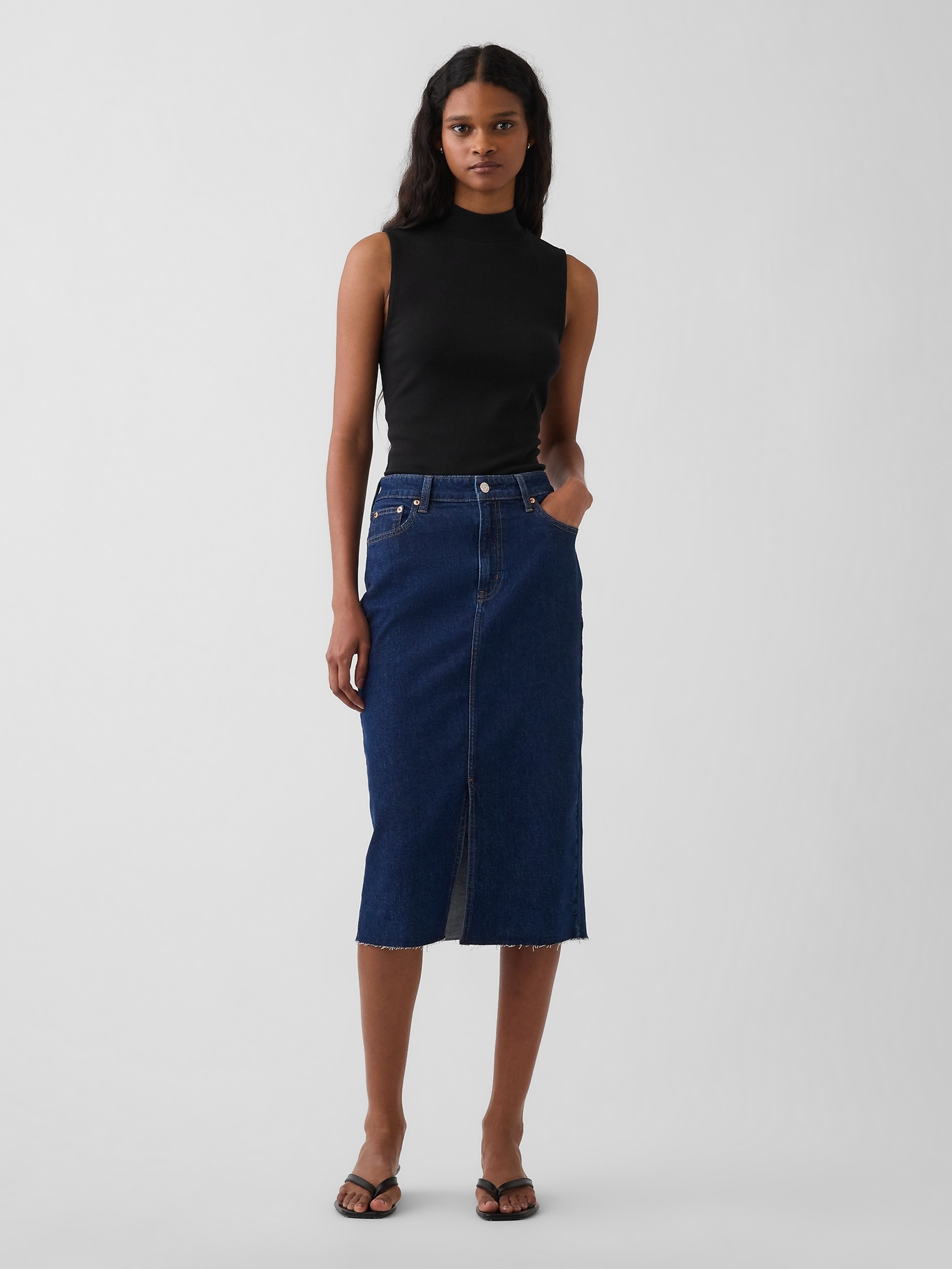 Jupe midi en jean - 001