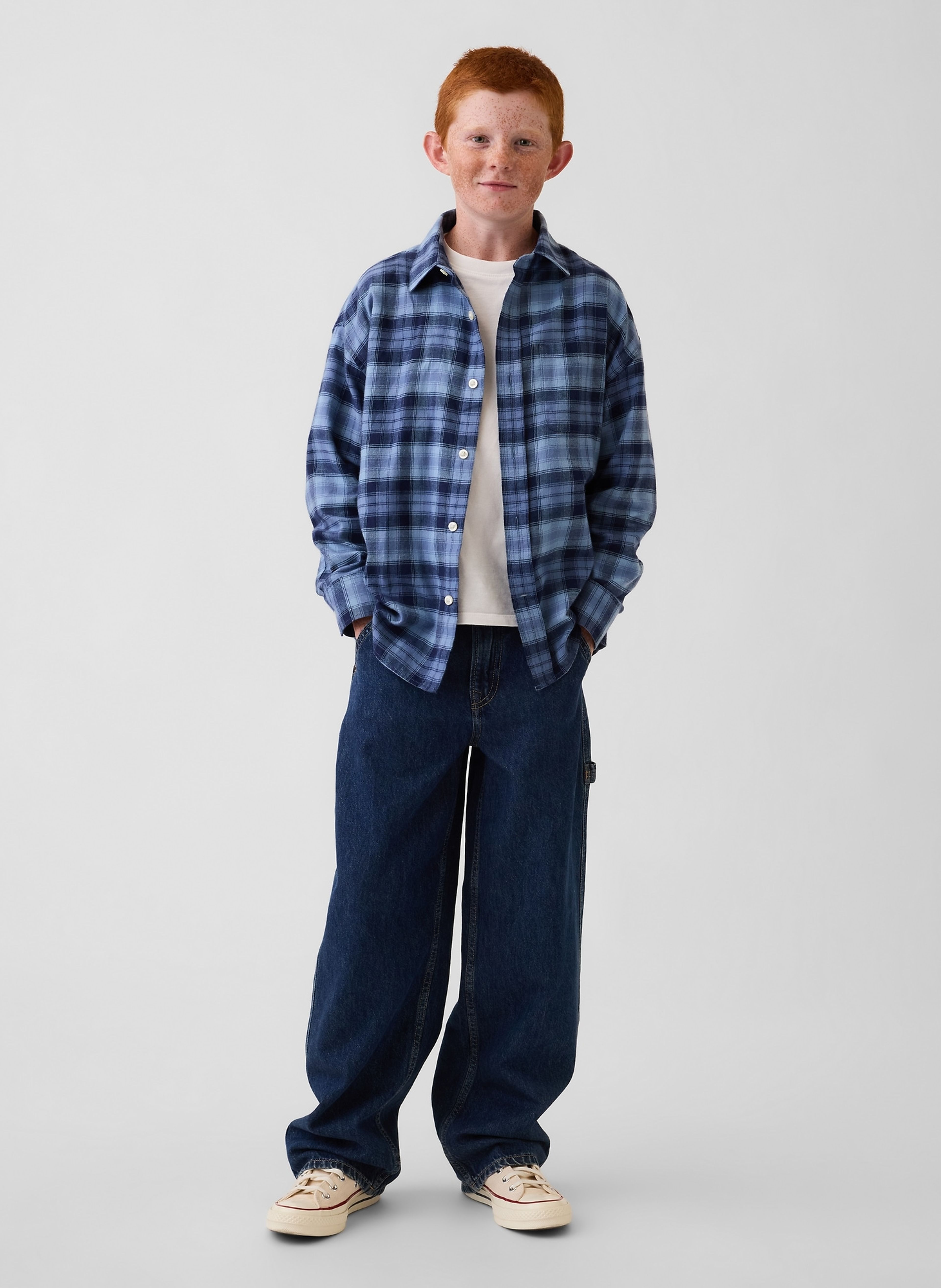 Kinder oversize flanellen overhemd - 004
