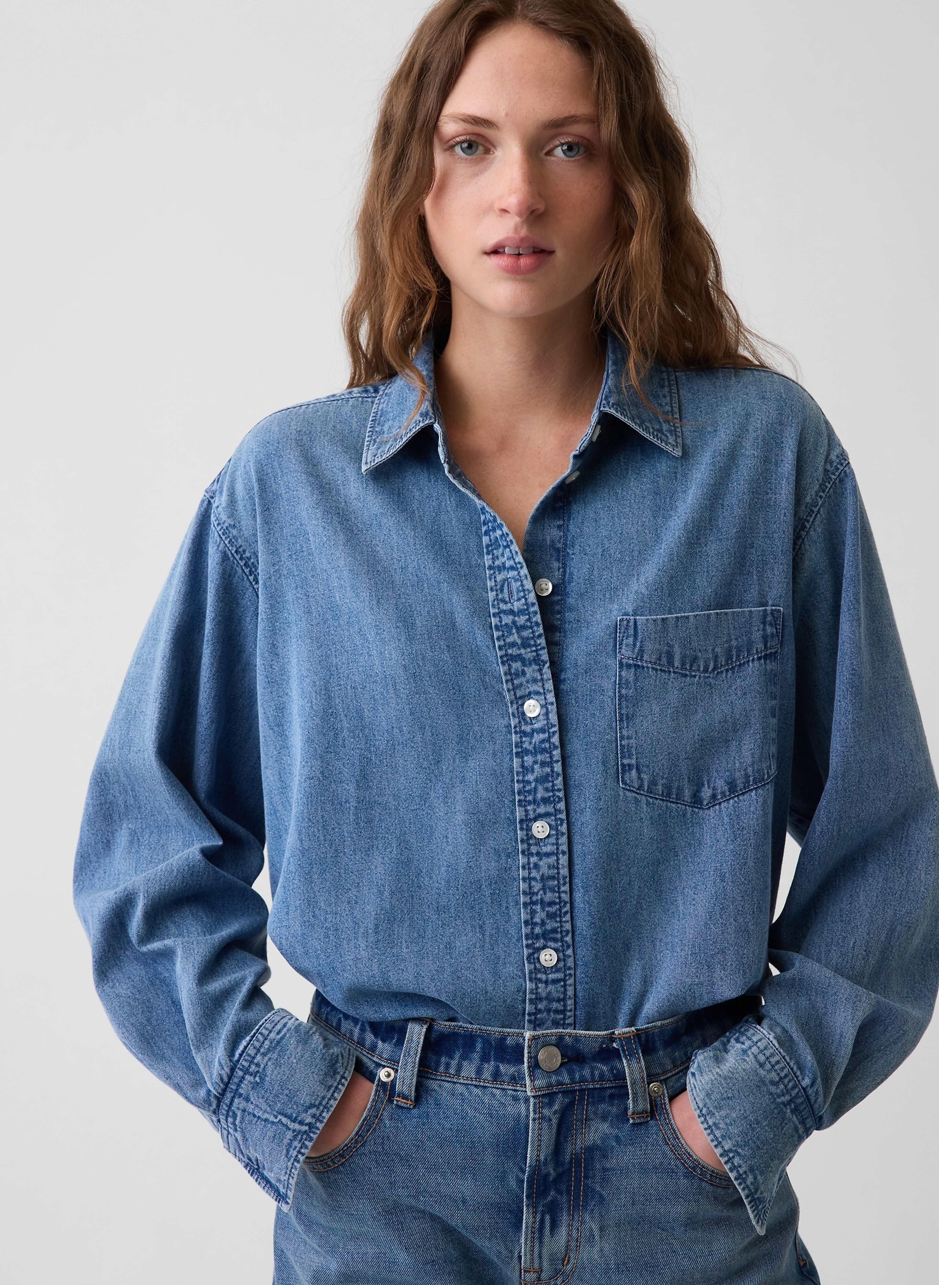 Džínsová oversize košeľa Big Shirt - 004