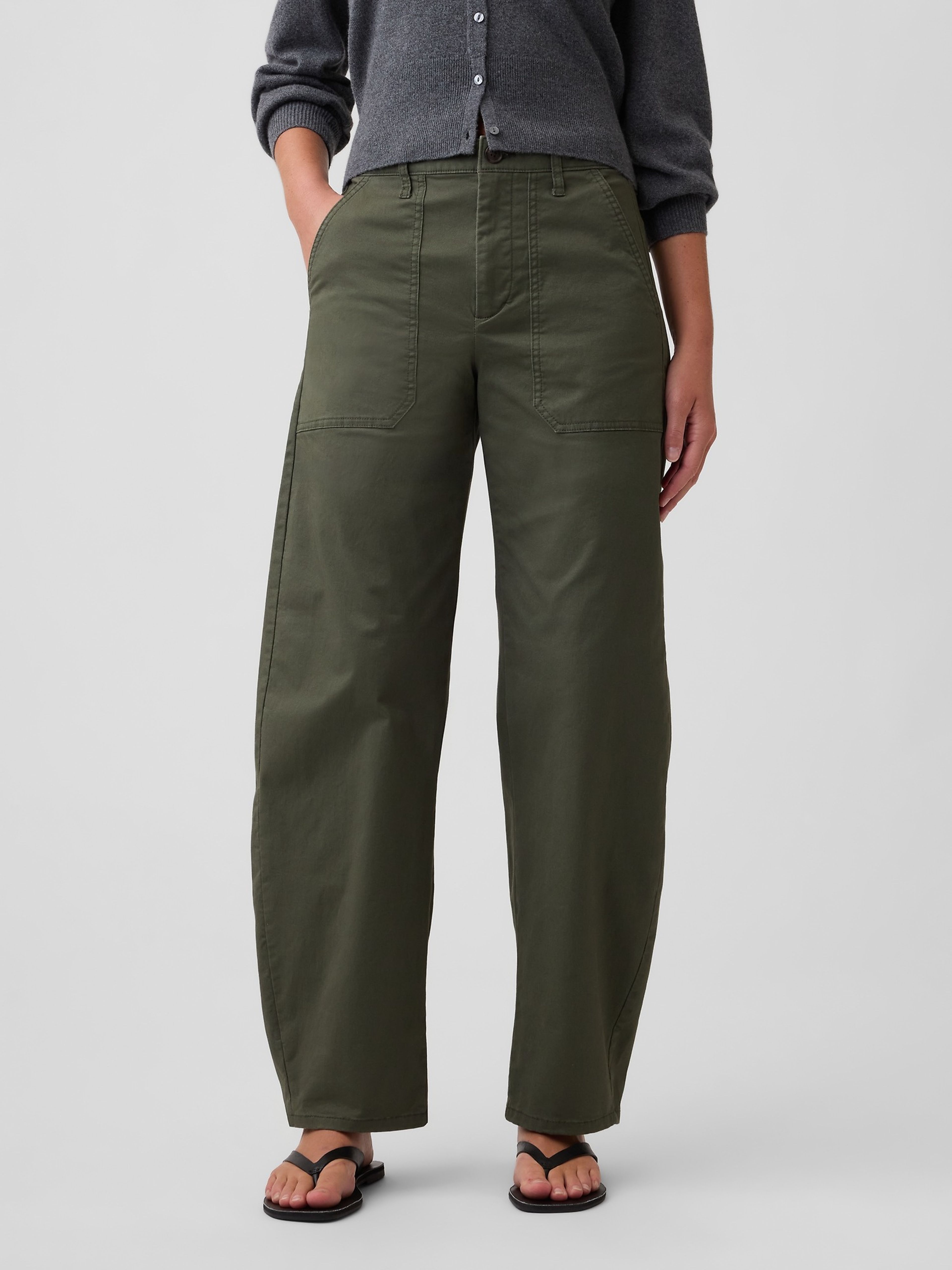 Mid Rise Barrel Khakihose - 002