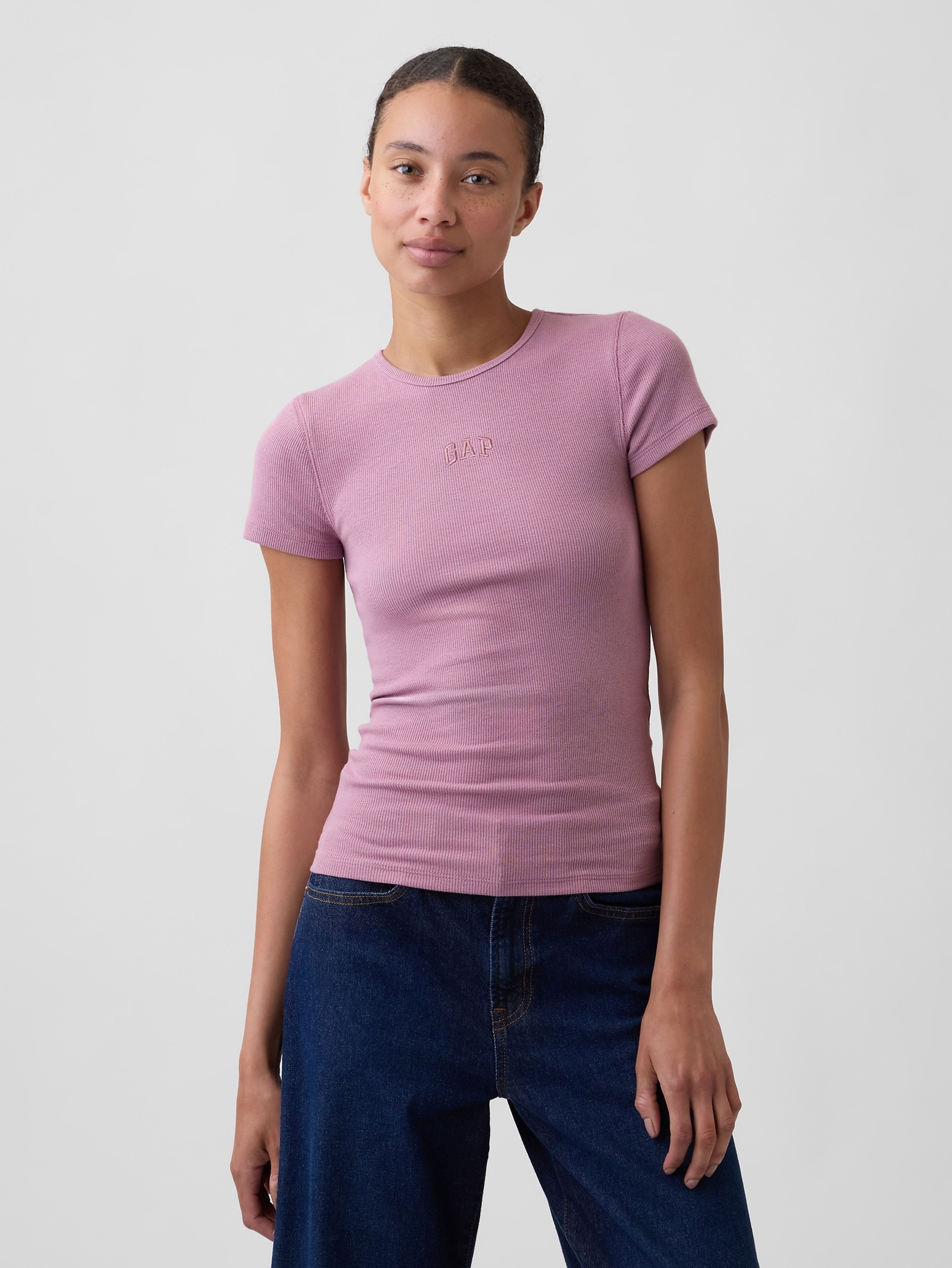 T-shirt côtelé avec logo - 001