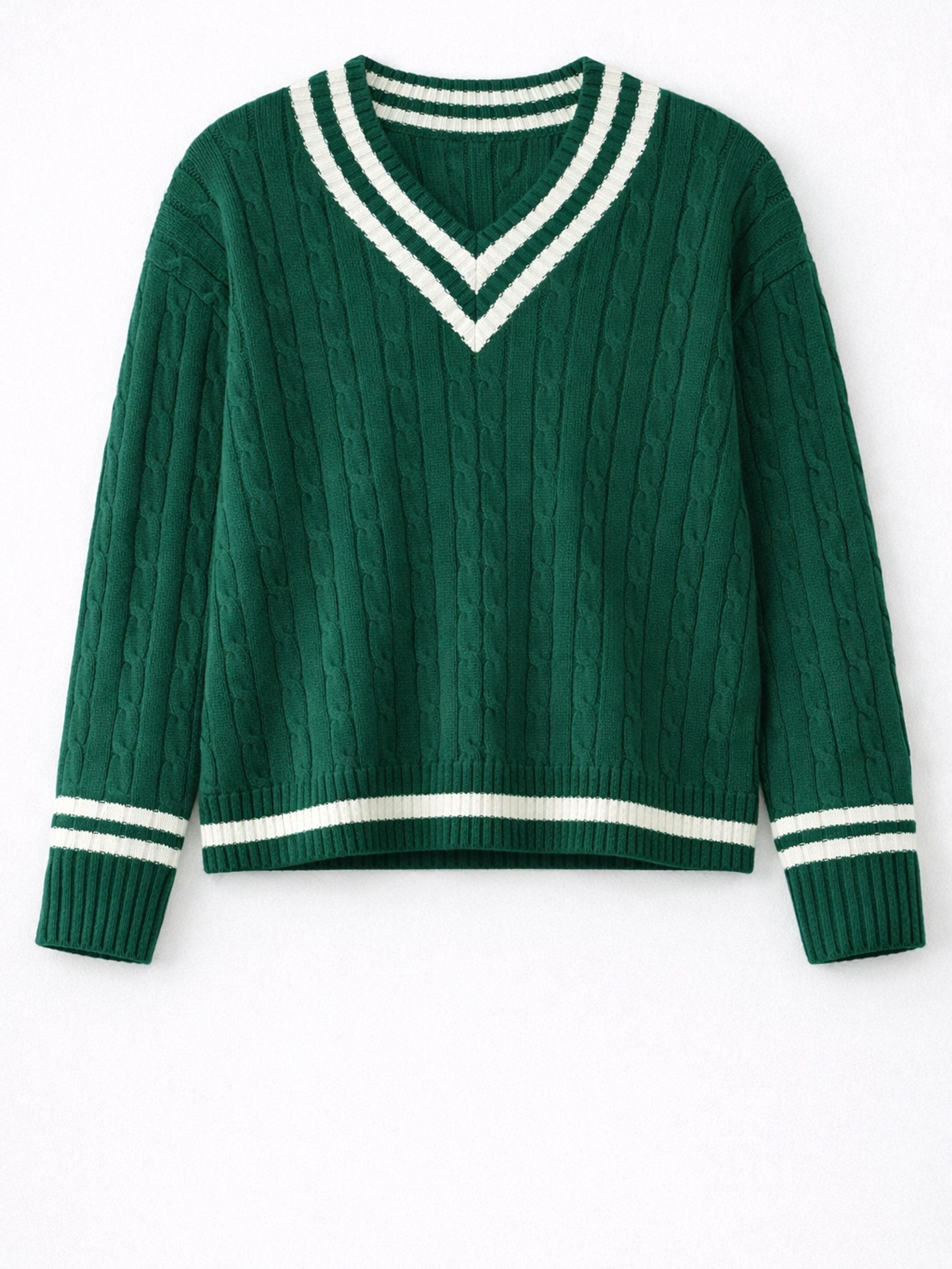 Pulover din bumbac cu decolteu în V