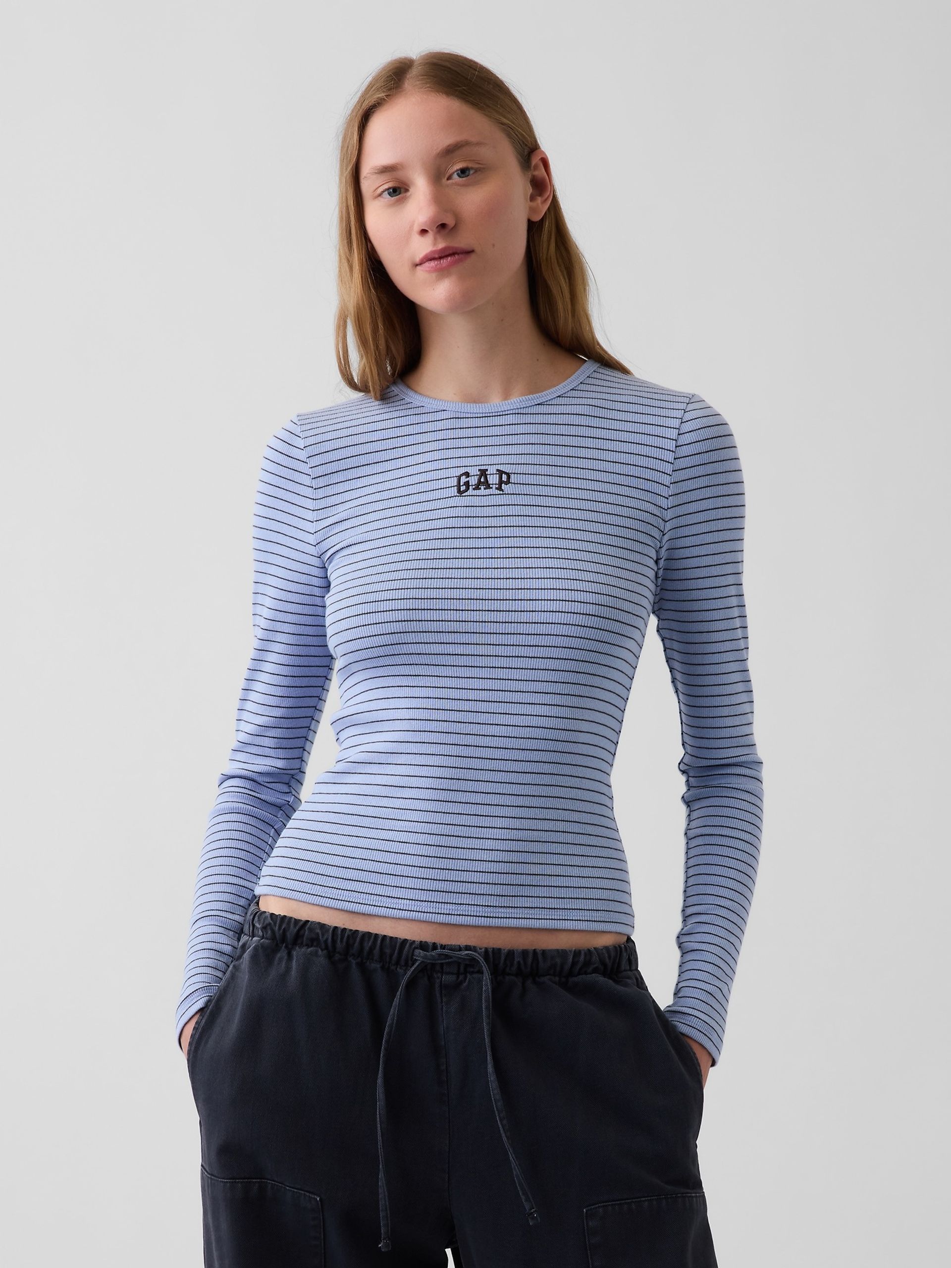 Ripp-T-Shirt mit Logo - 001