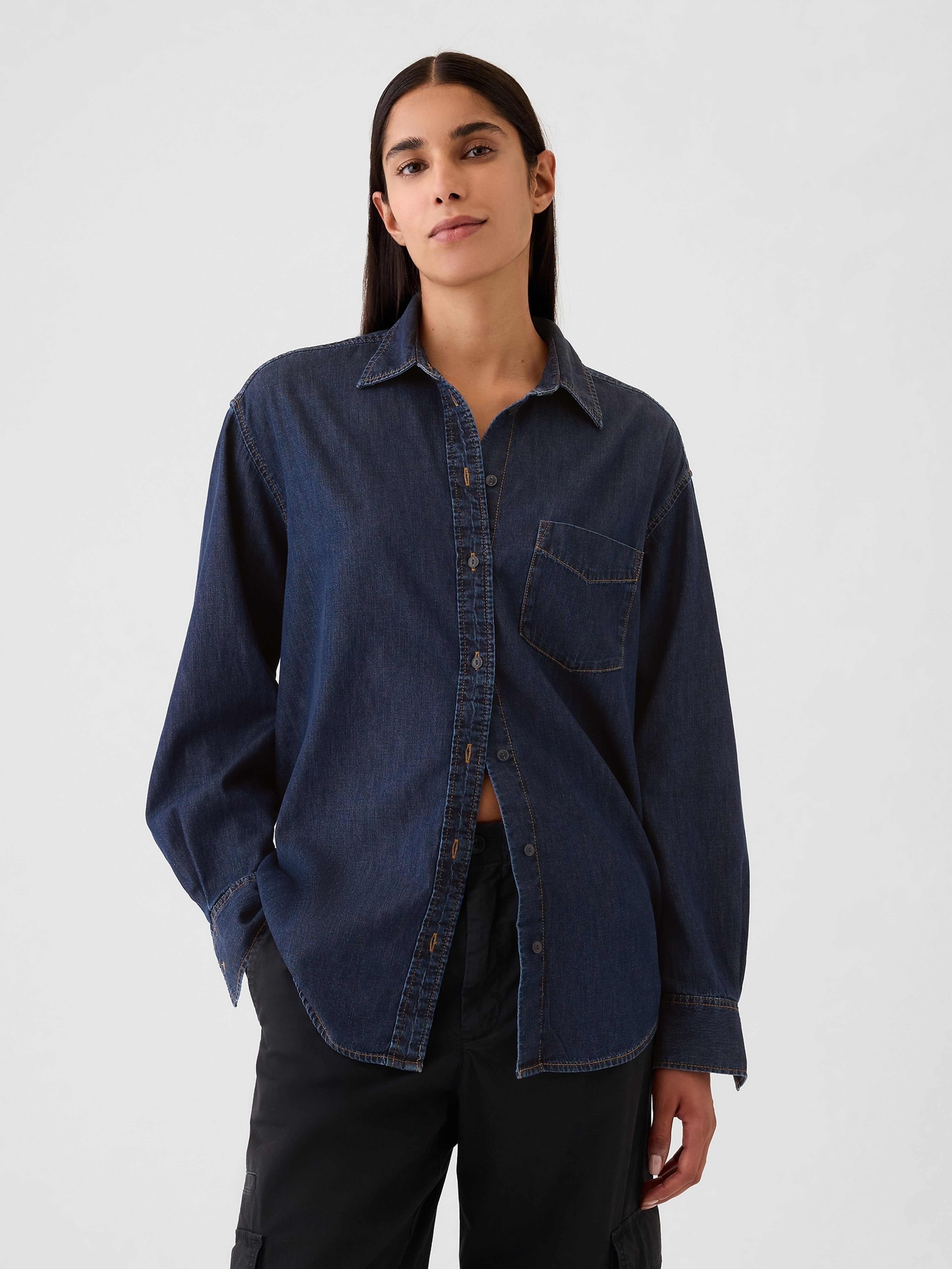 Chambray Oversize-Hemd Big Shirt