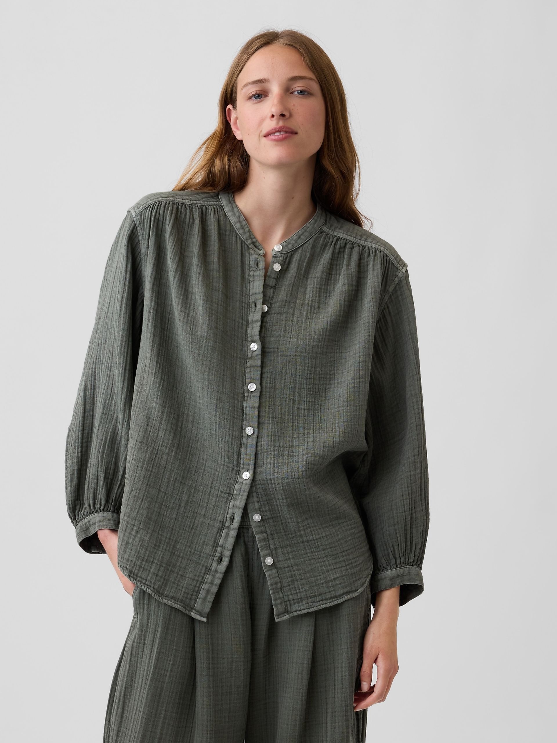 Camicia oversize in mussola - 001
