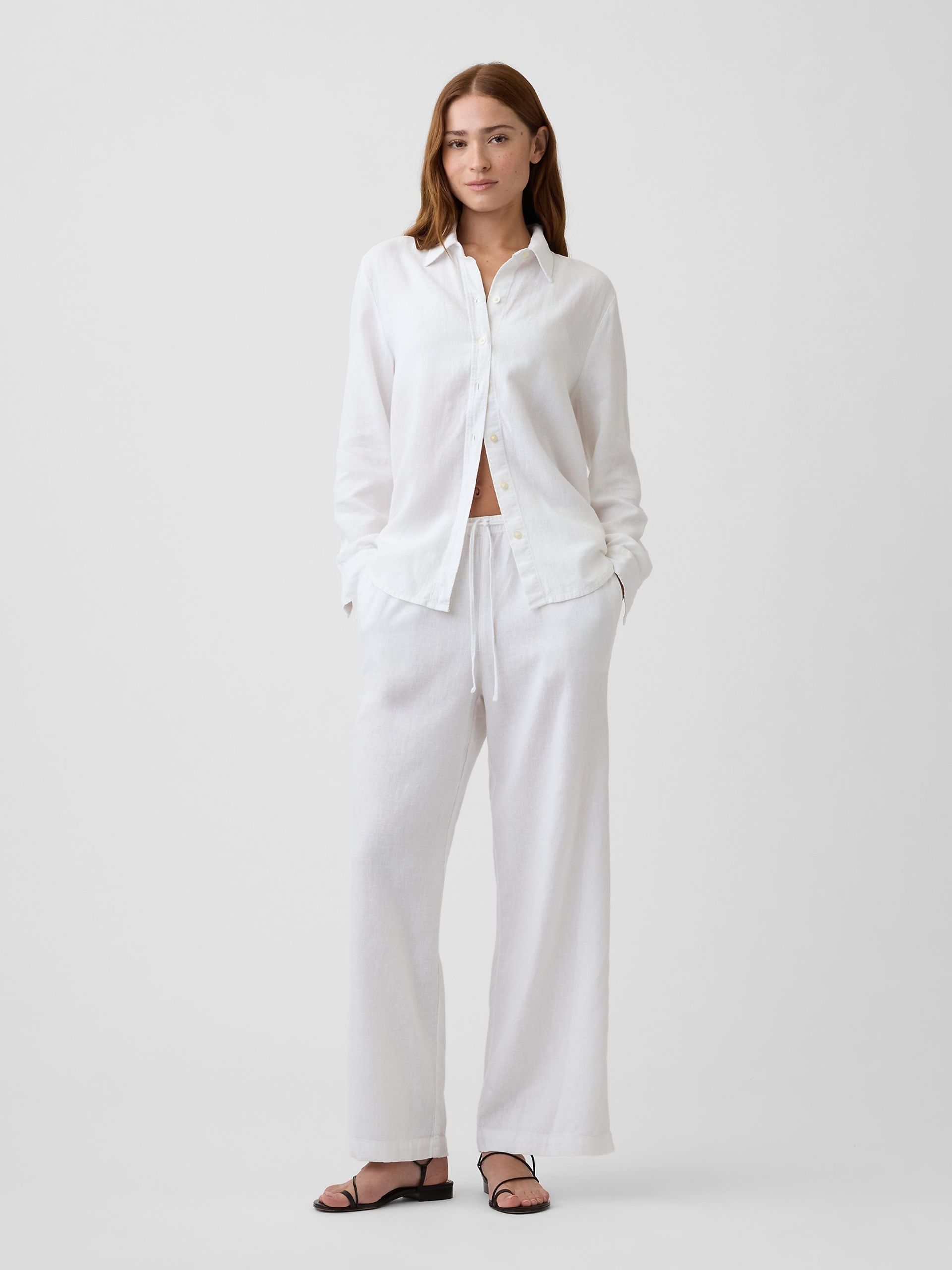 Wide-Leg nadrág lenkeverékből - 001