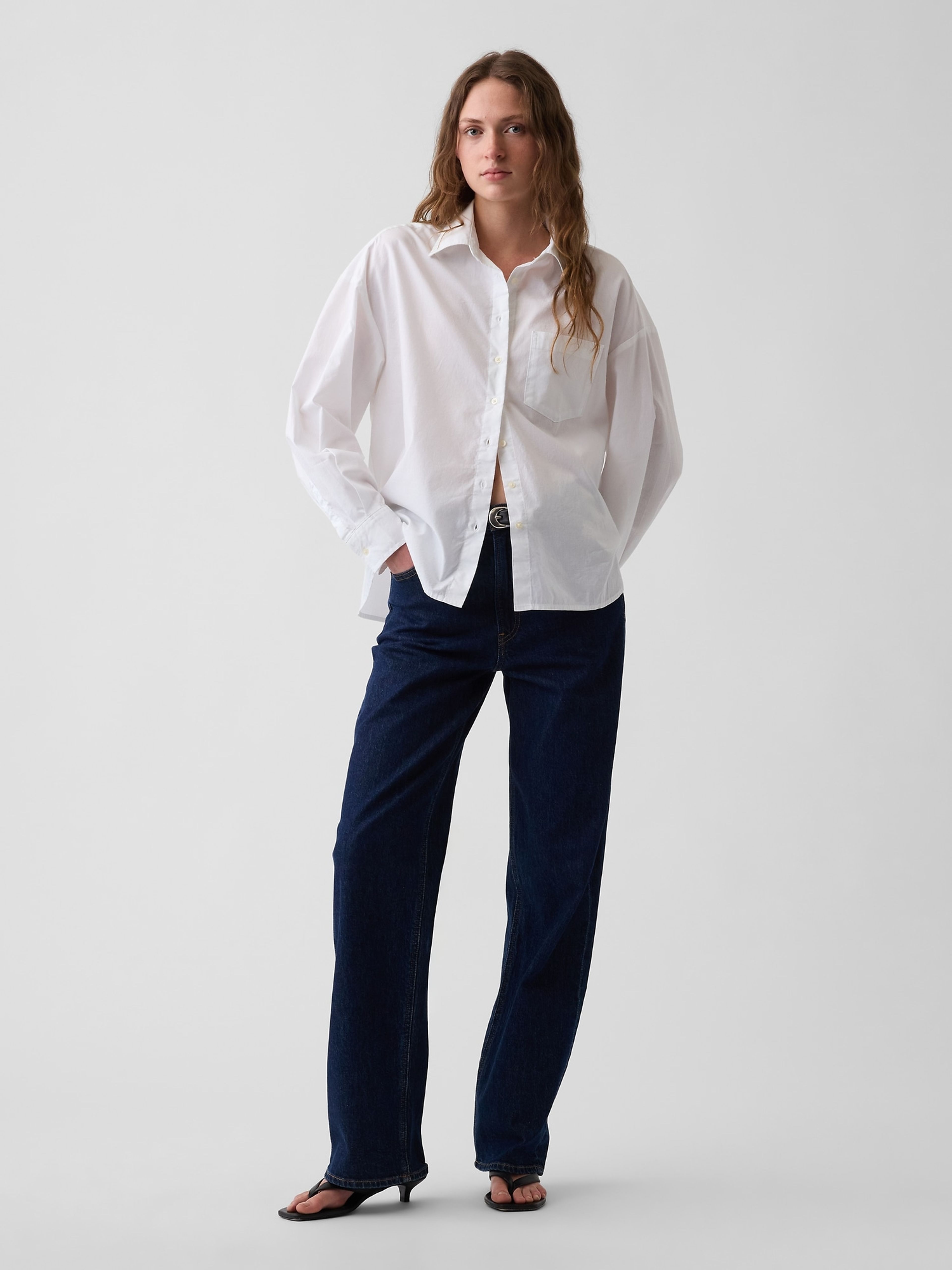Popelinowa koszula oversize z logo - 002