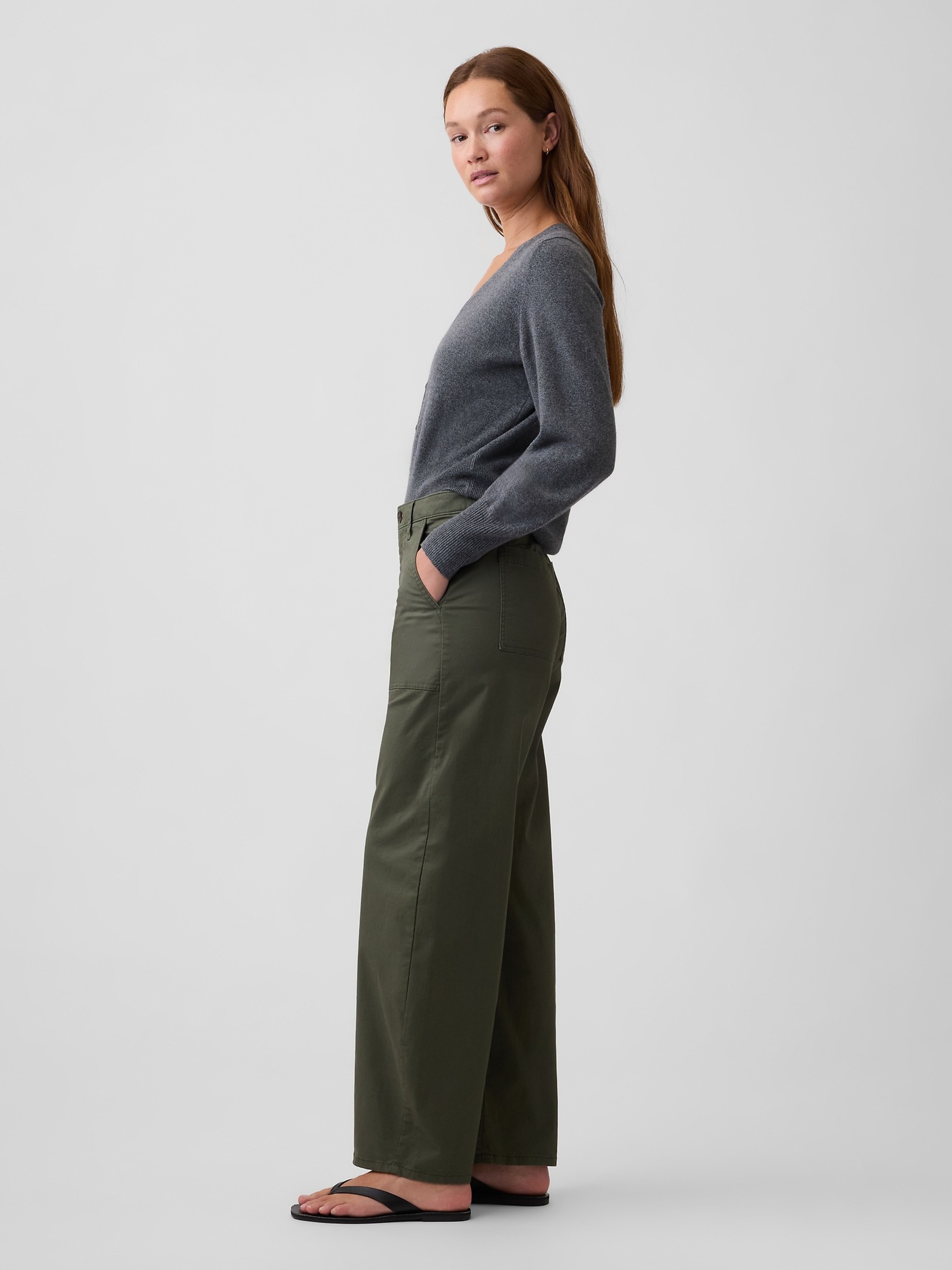 Mid Rise Barrel Khakihose - 003