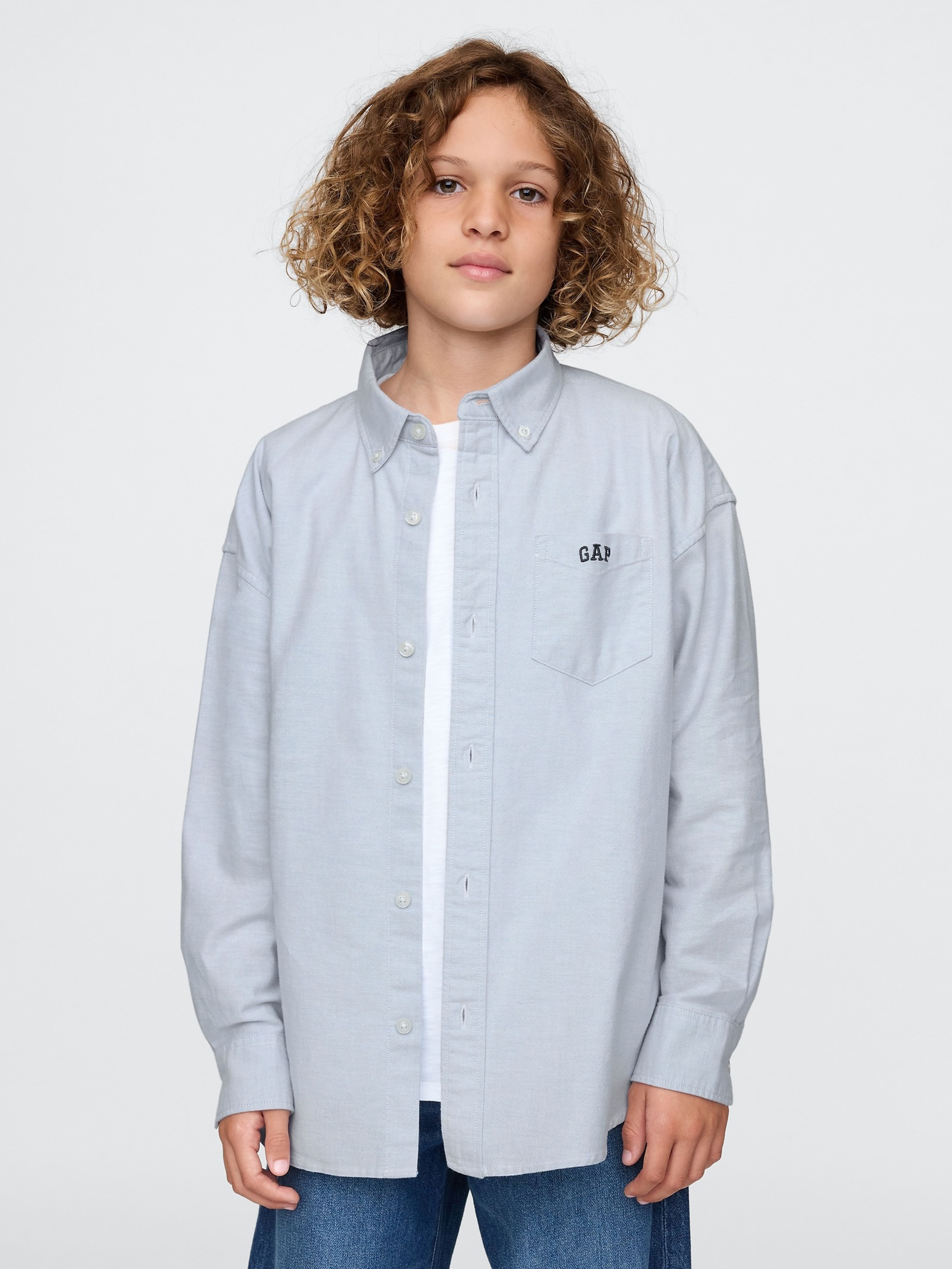 Jungen-Oversize-Oxford-Hemd