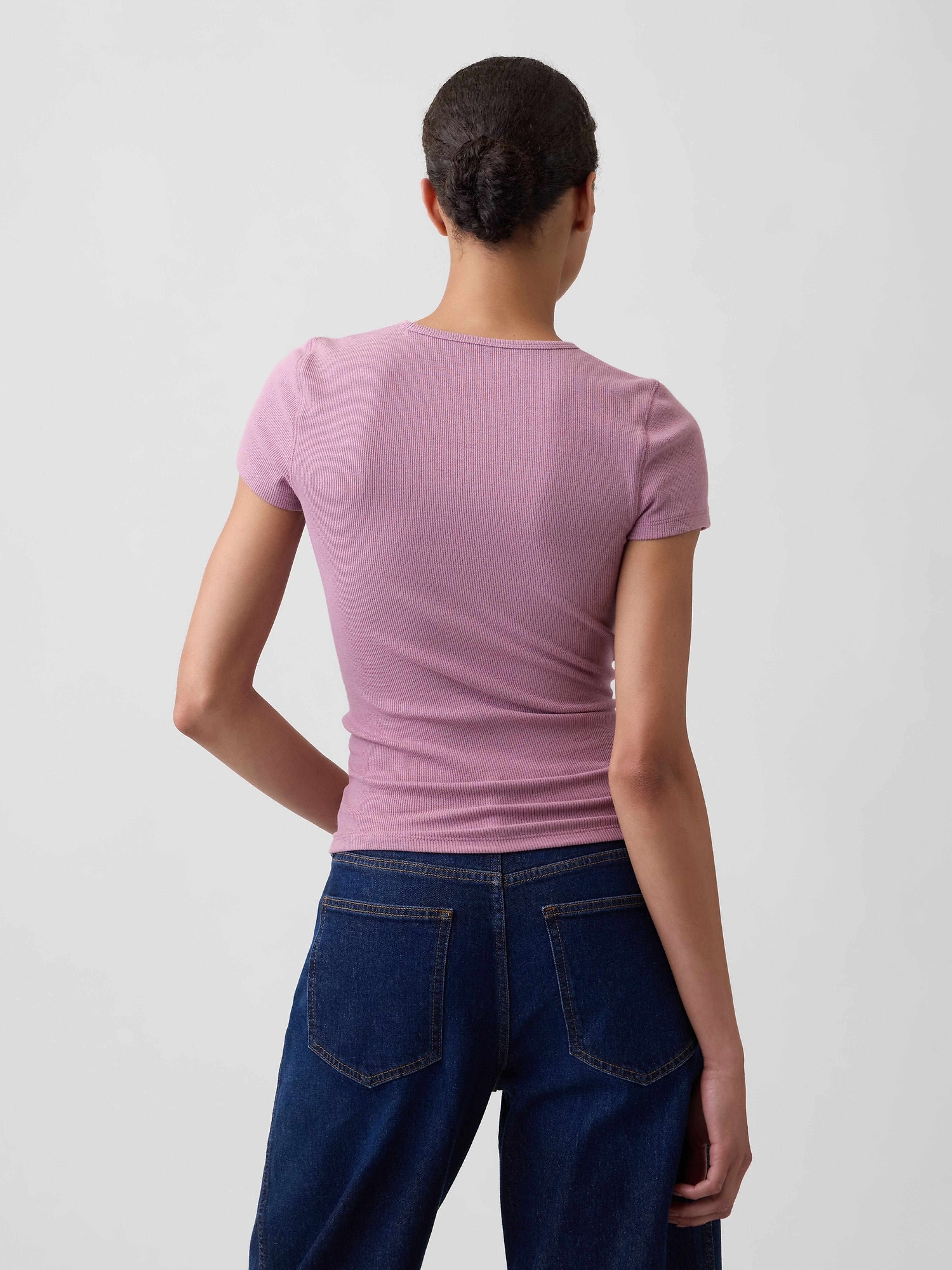 T-shirt côtelé avec logo - 002