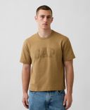 Crop T-shirt Heavyweight z logo-Brązowy - 004