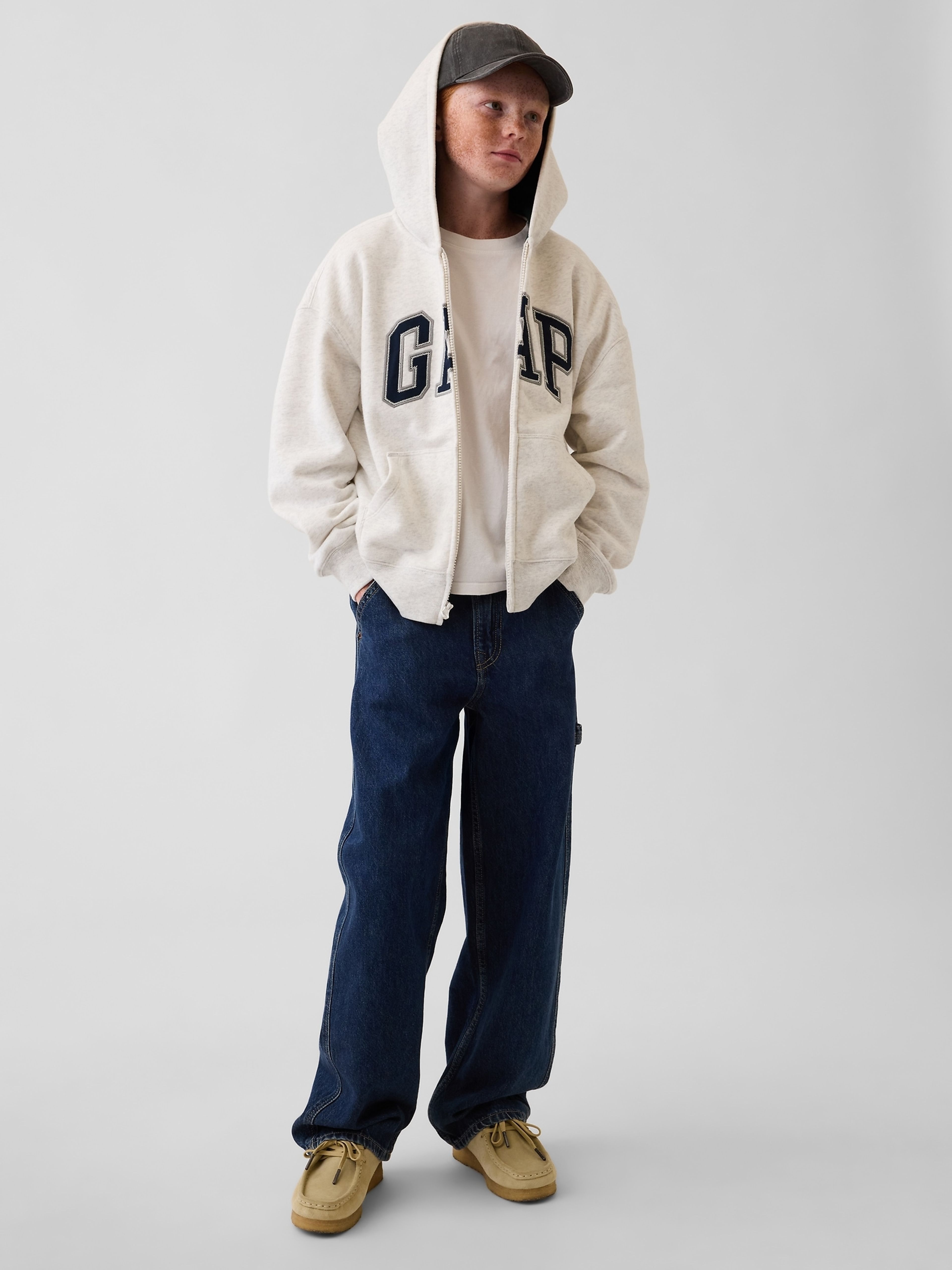 Felpa con cappuccio bambini VintageSoft con logo - 003