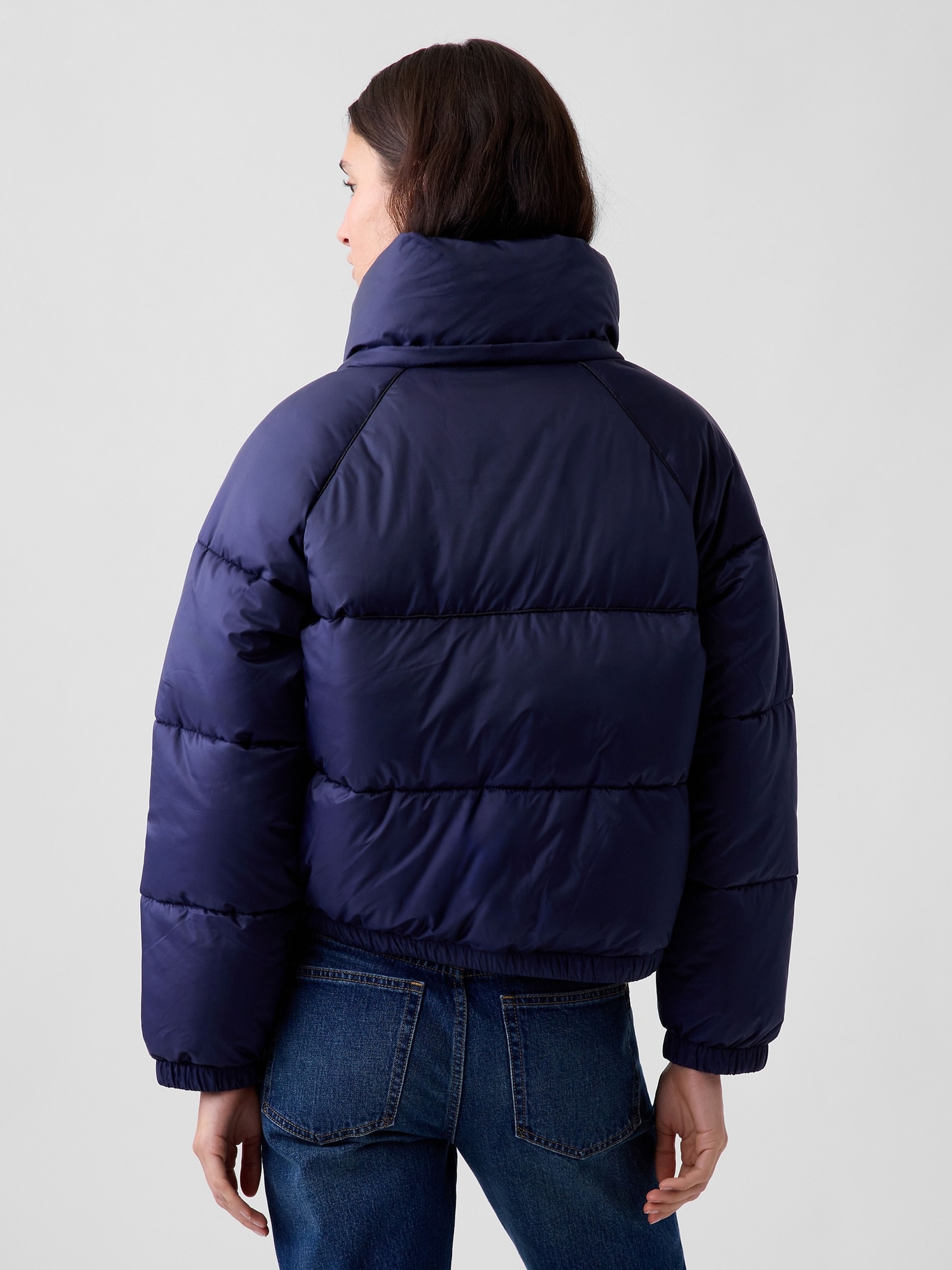Oversize crop prešívaná bunda s logom - 003
