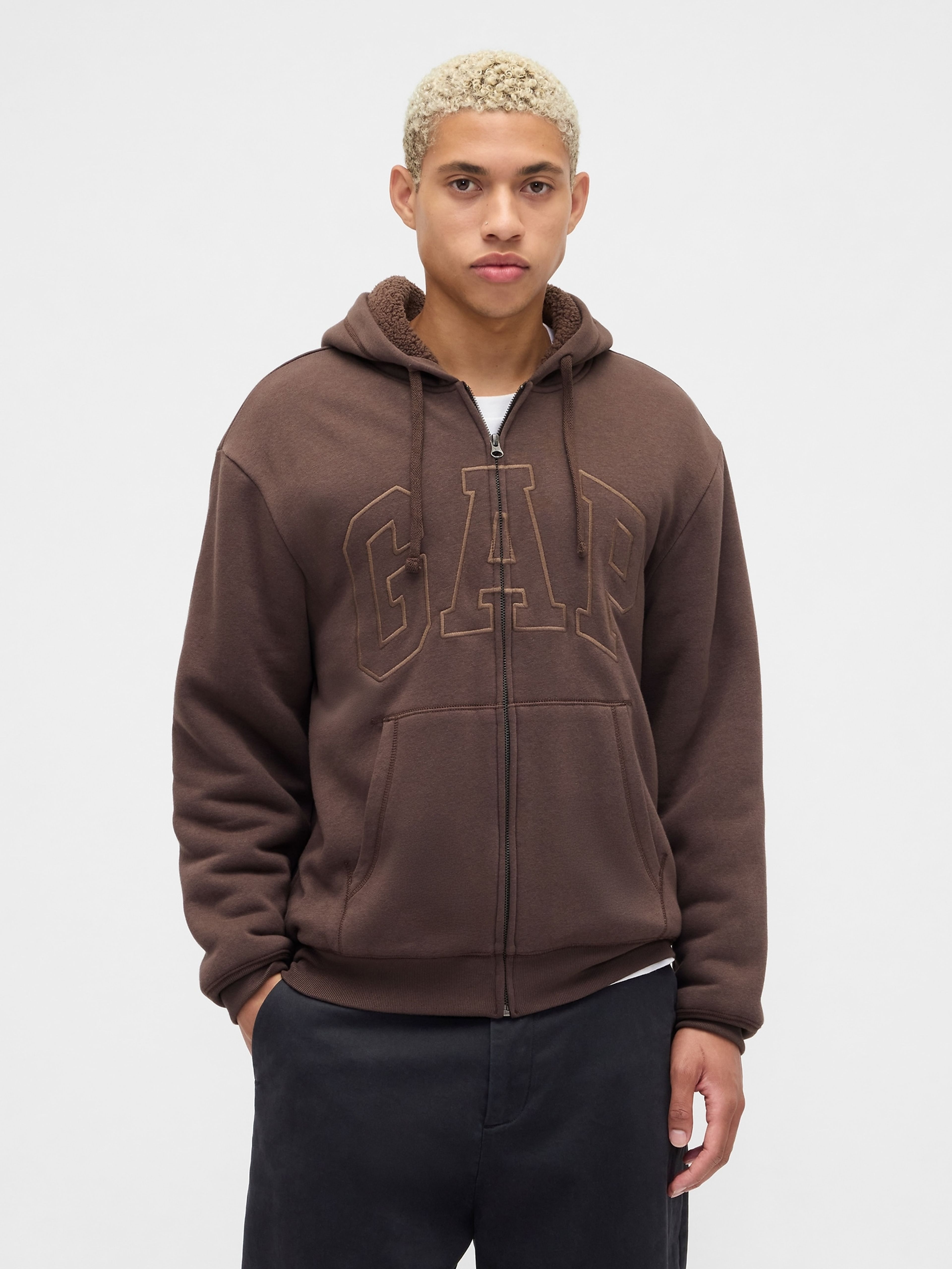 Herren-Gefütterter Sweatshirt mit Logo