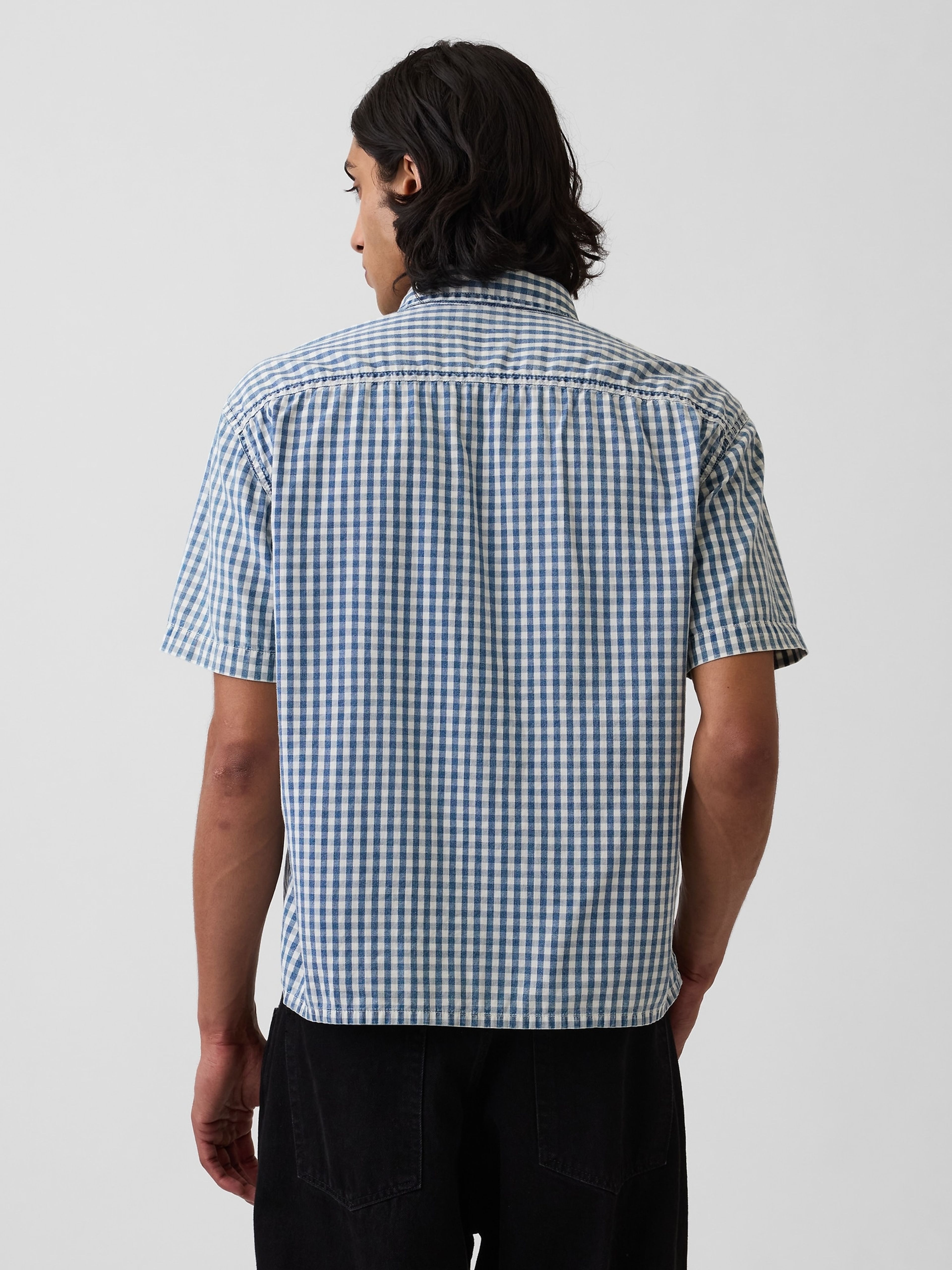 Cămașă din denim Gingham relaxed straight - 003