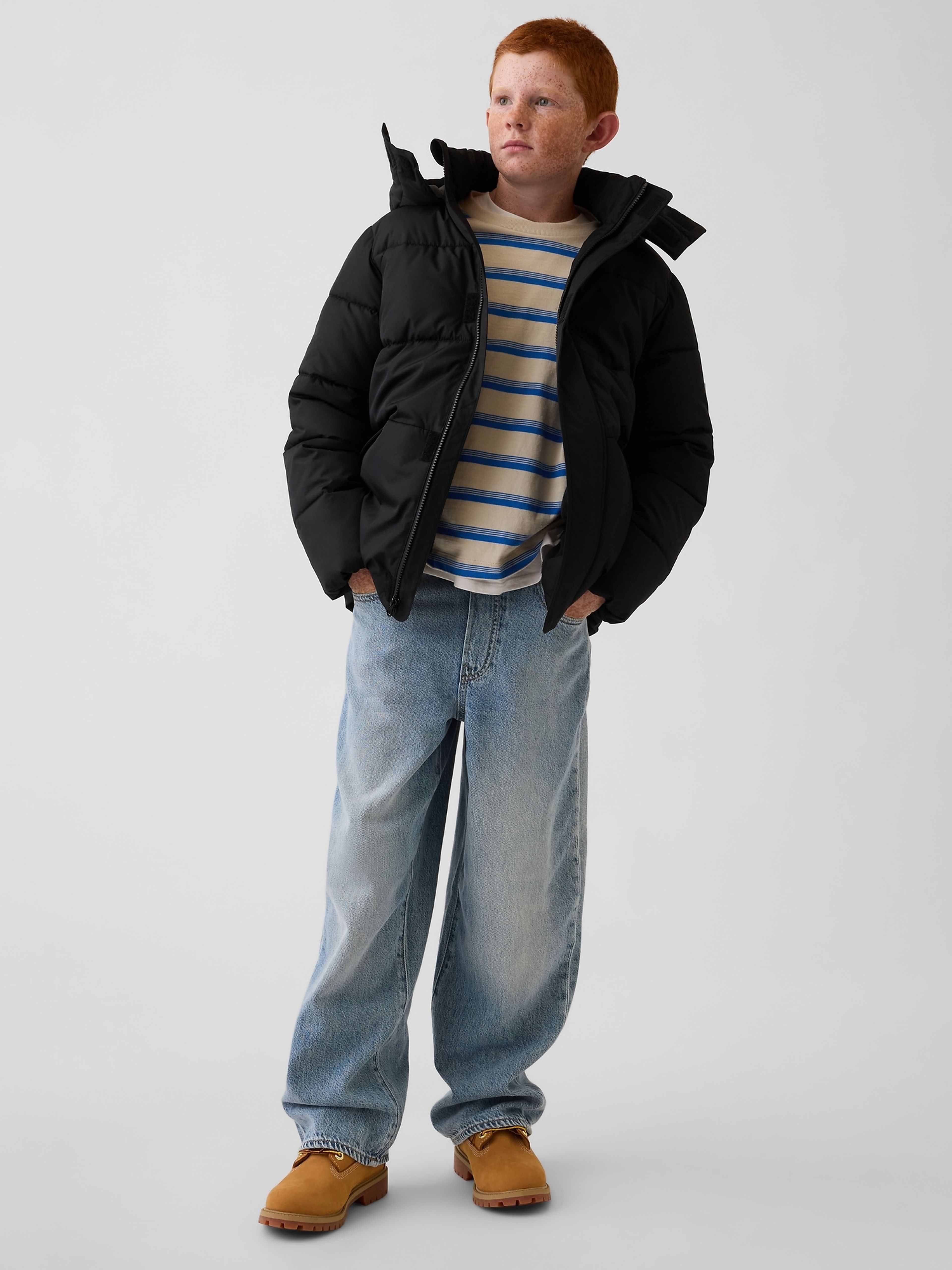 Dětská prošívaná parka s logem - 004