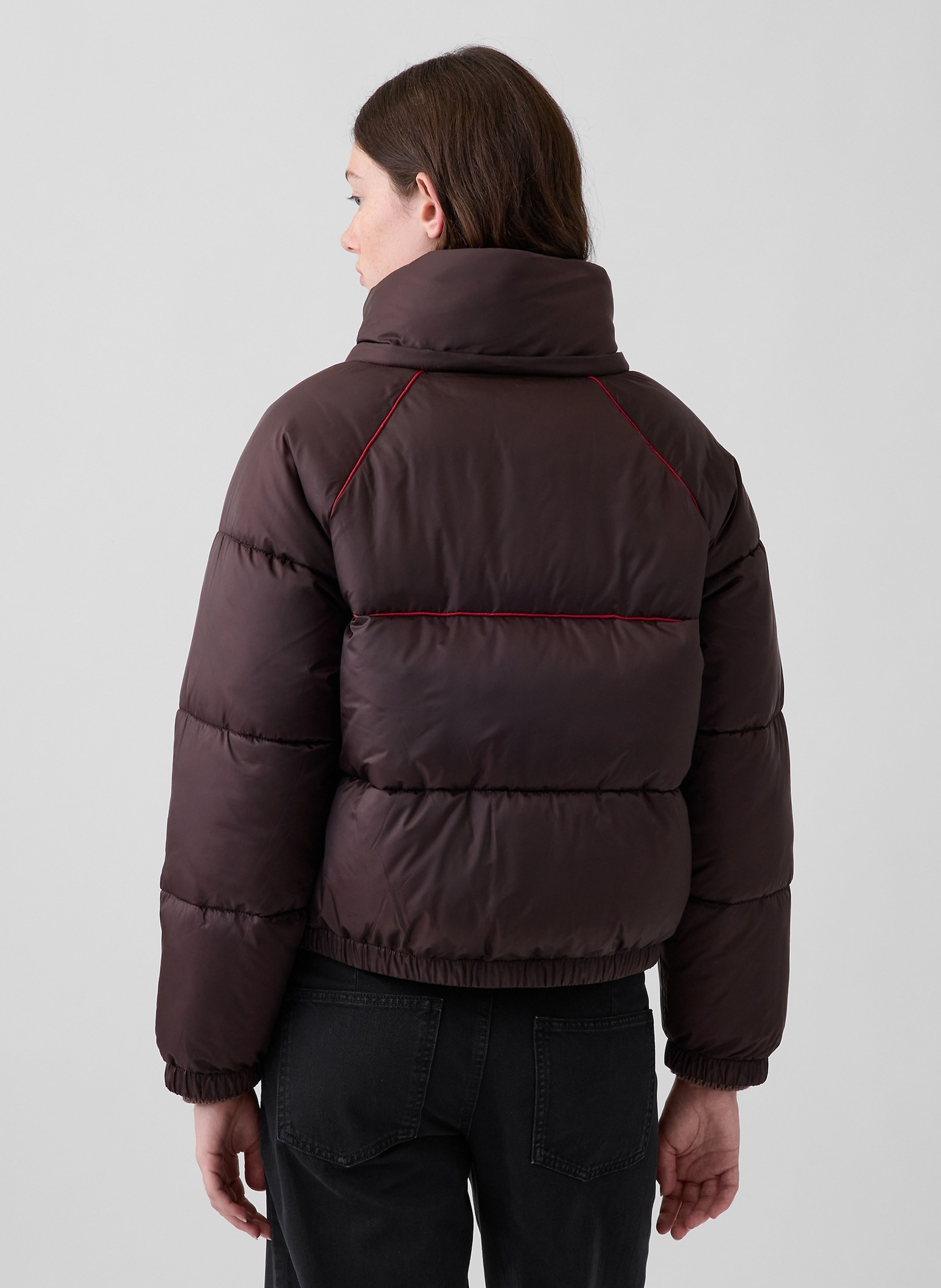Oversize crop prešívaná bunda s logom - 003