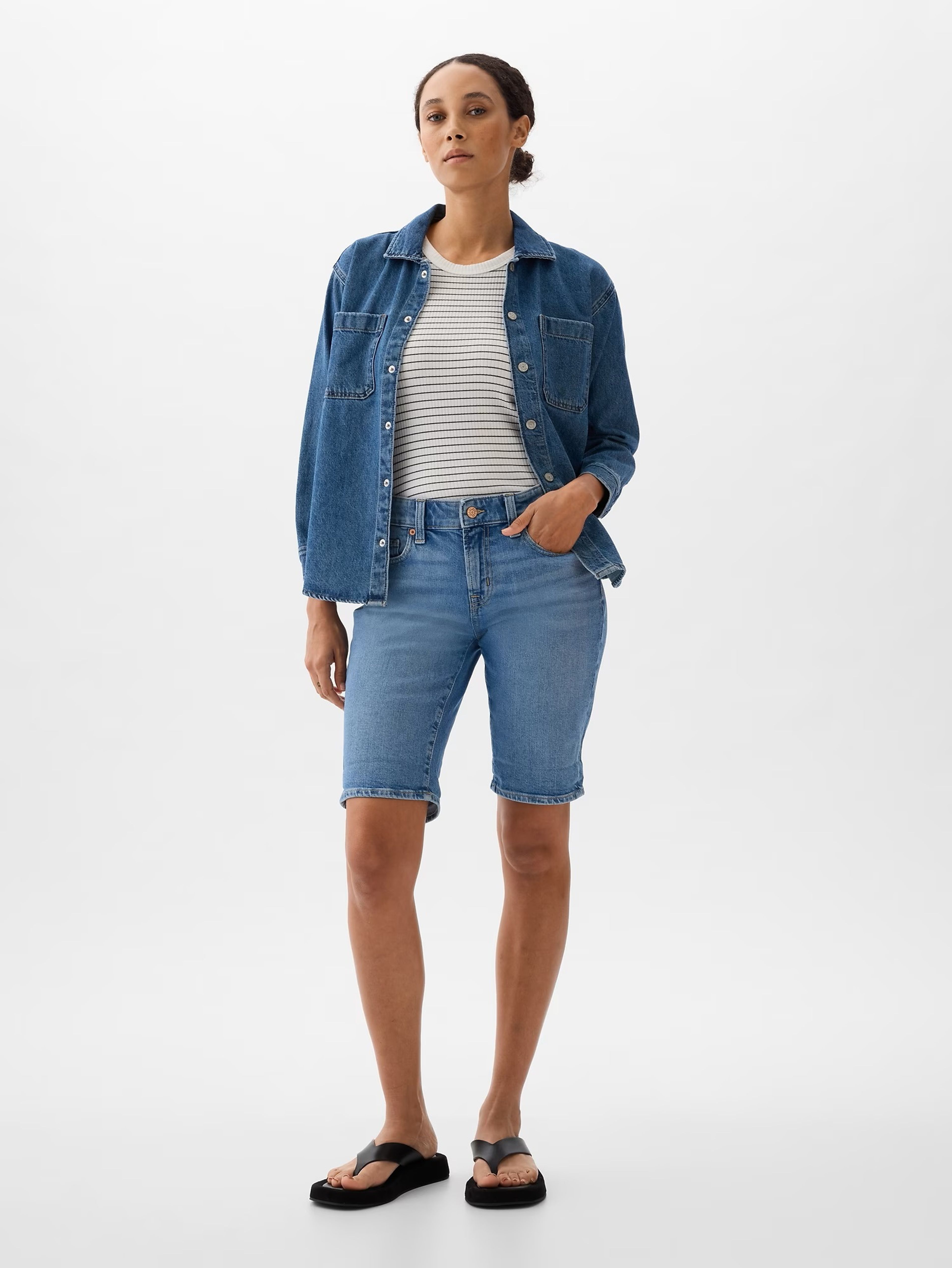 Pantaloni scurți denim mid rise