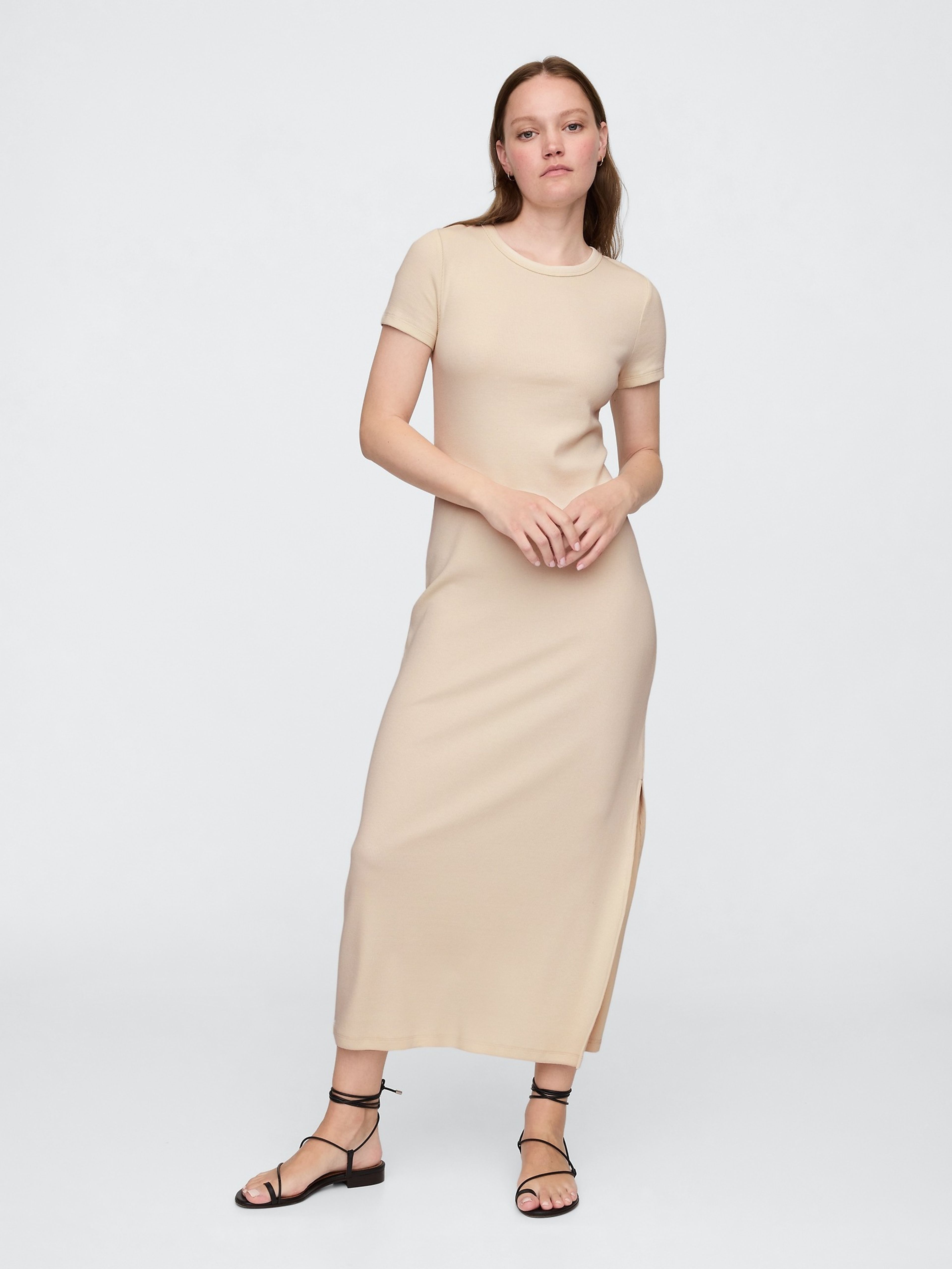 Damen-Maxikleid aus Rippstrick