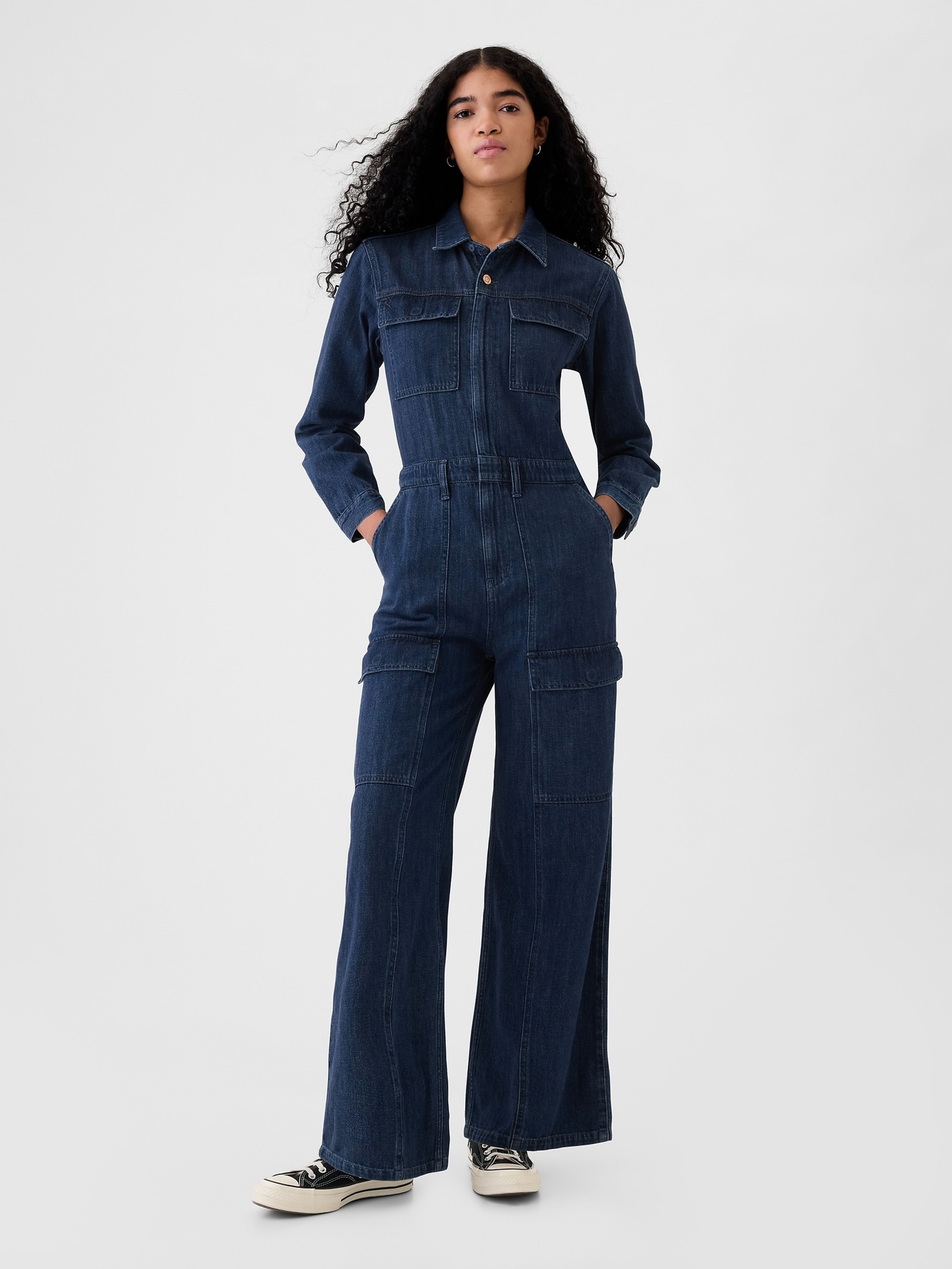 Denim Cargo Overall Utility