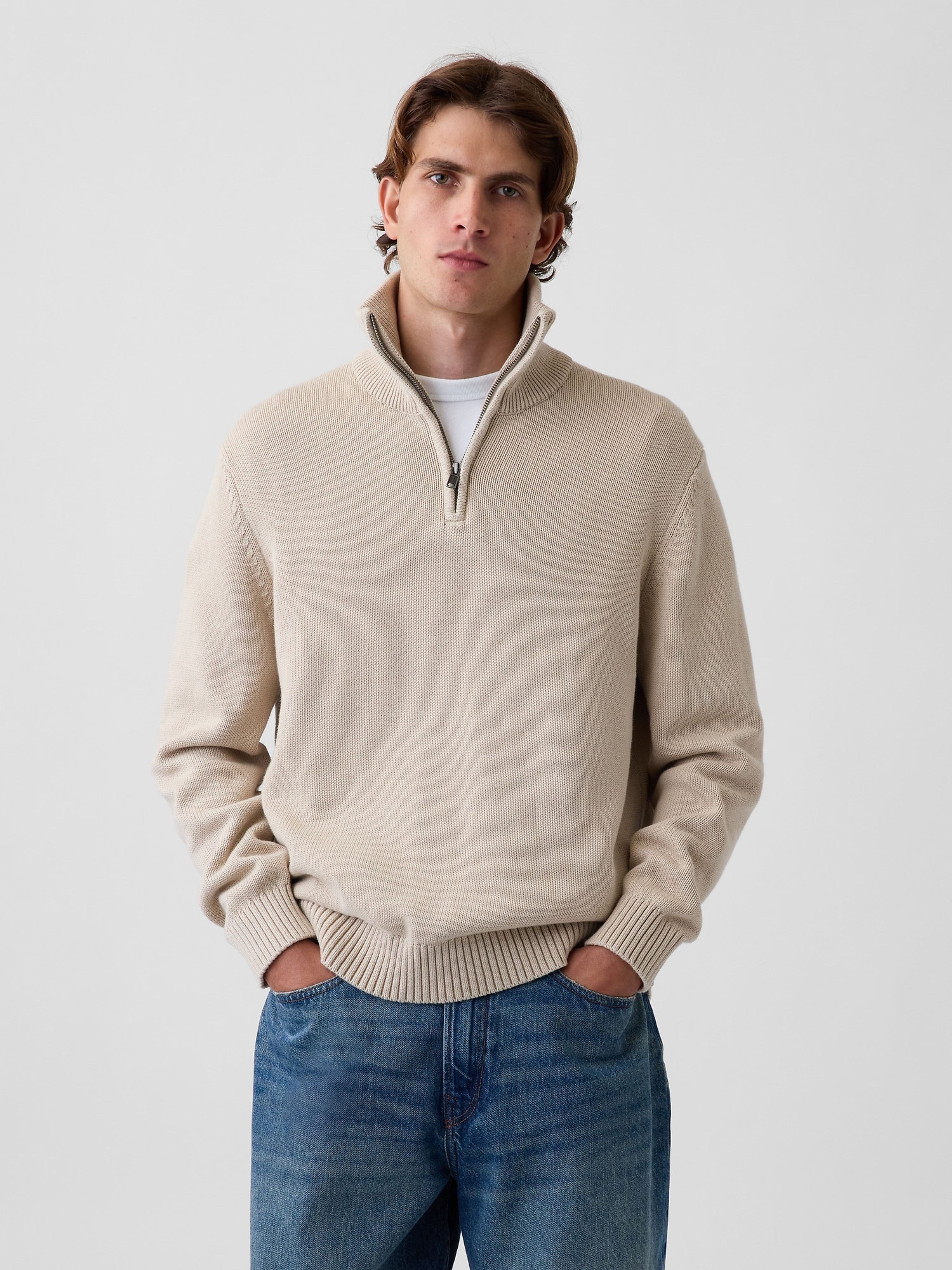 Pletený sveter na zips - 001