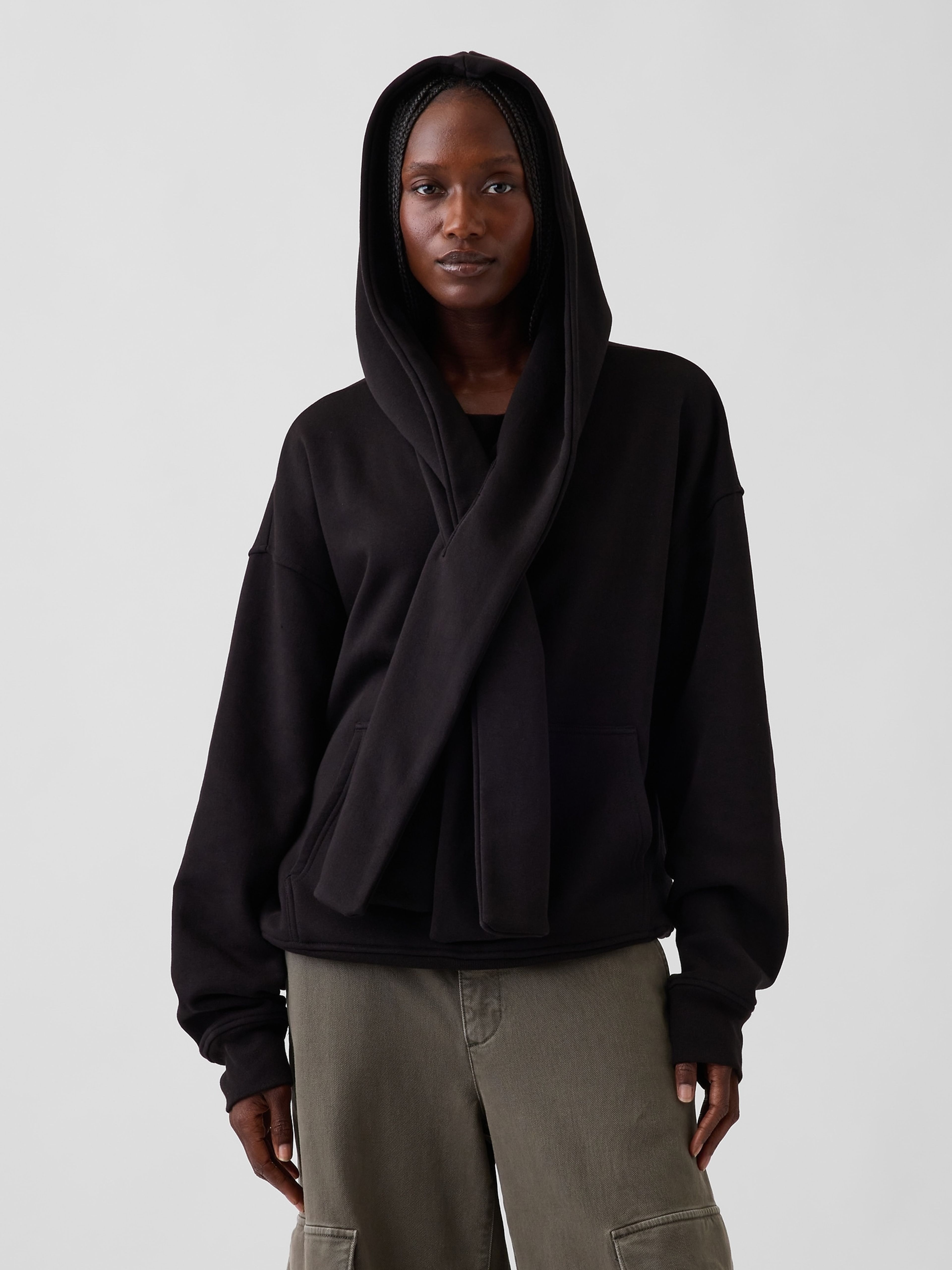 Hanorac oversize cu fular VintageSoft unisex - 005