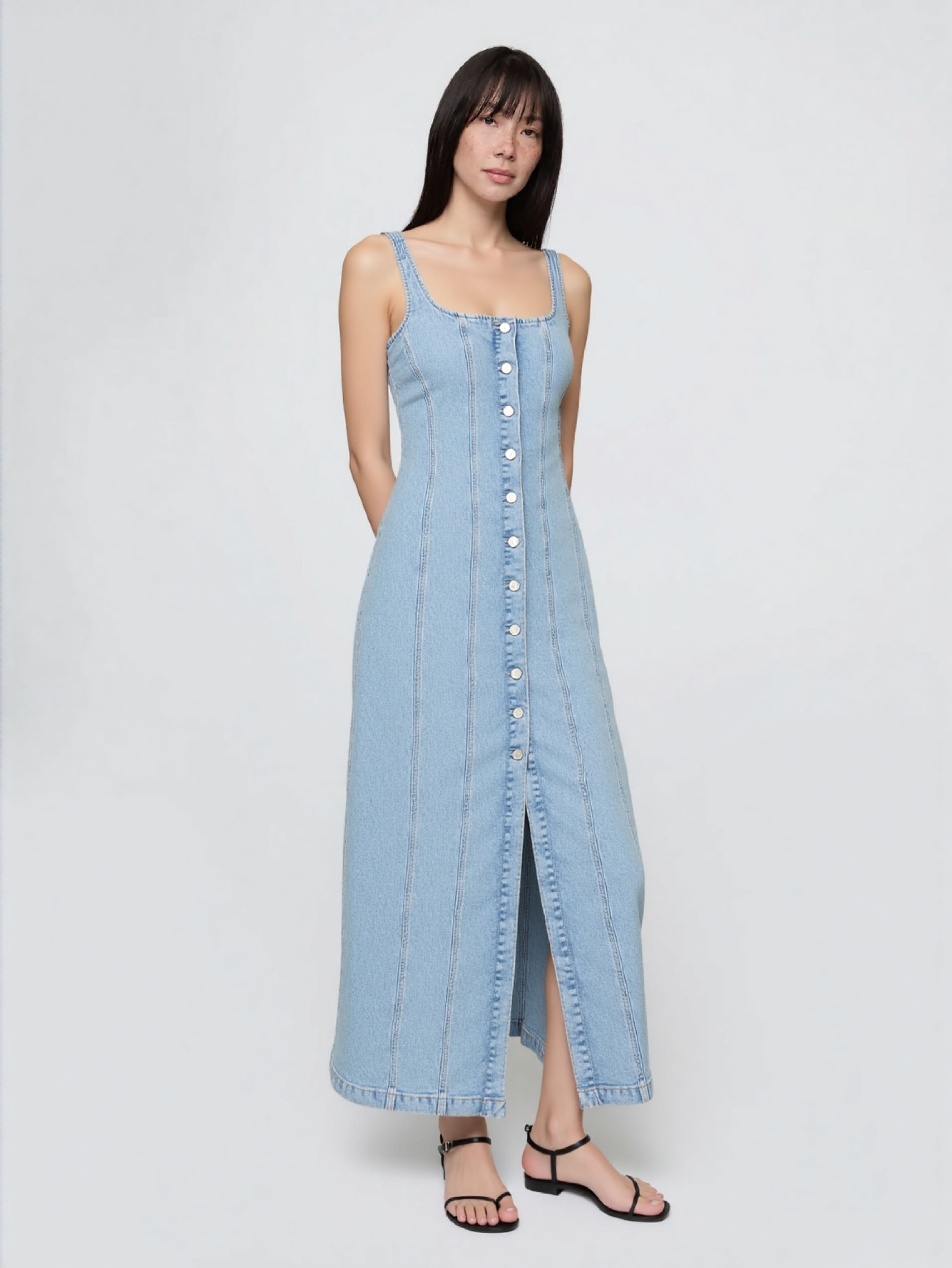 Damen-Jeans-Maxikleid