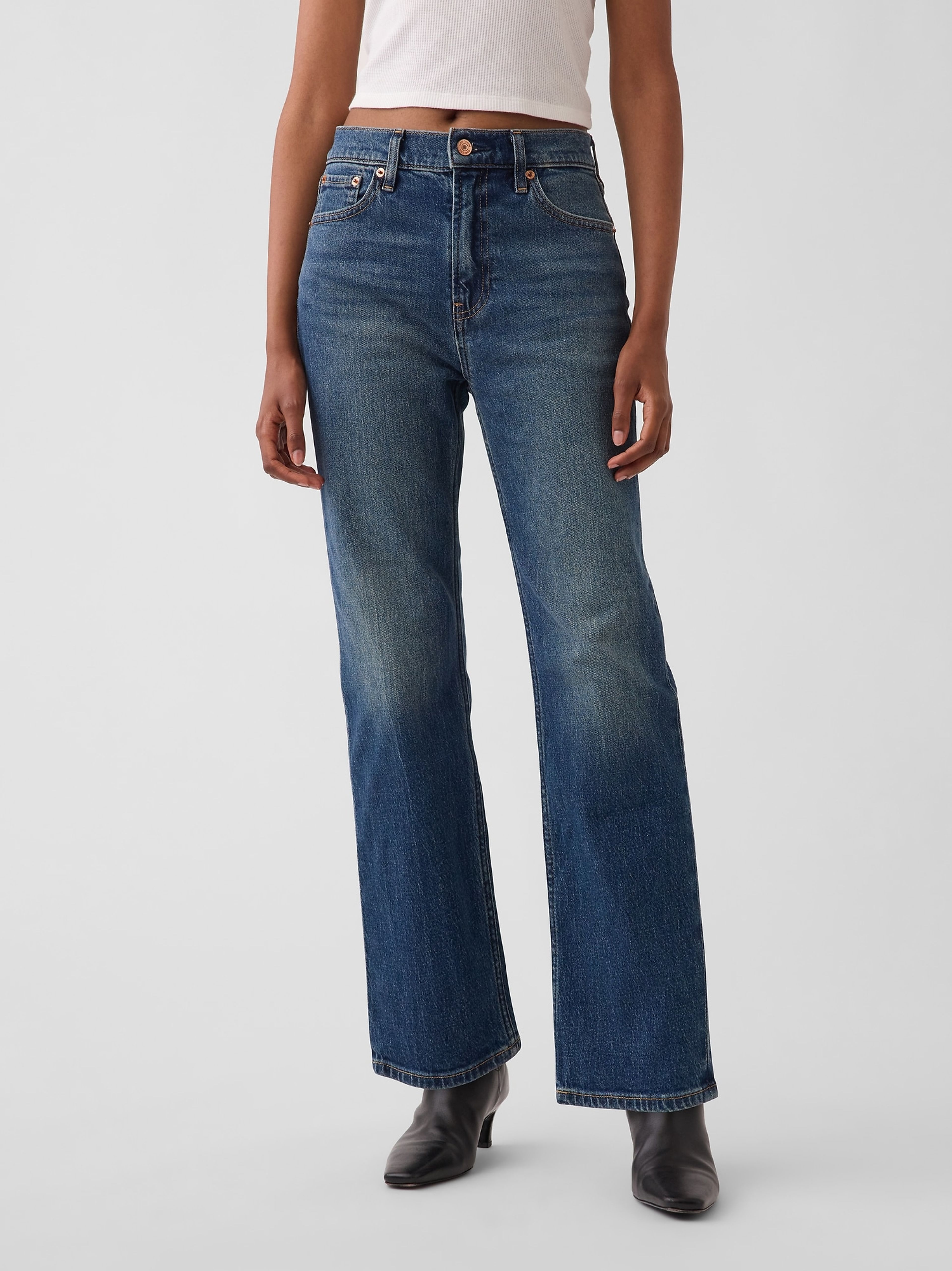 Jeansy 90s Straight Crop - 002