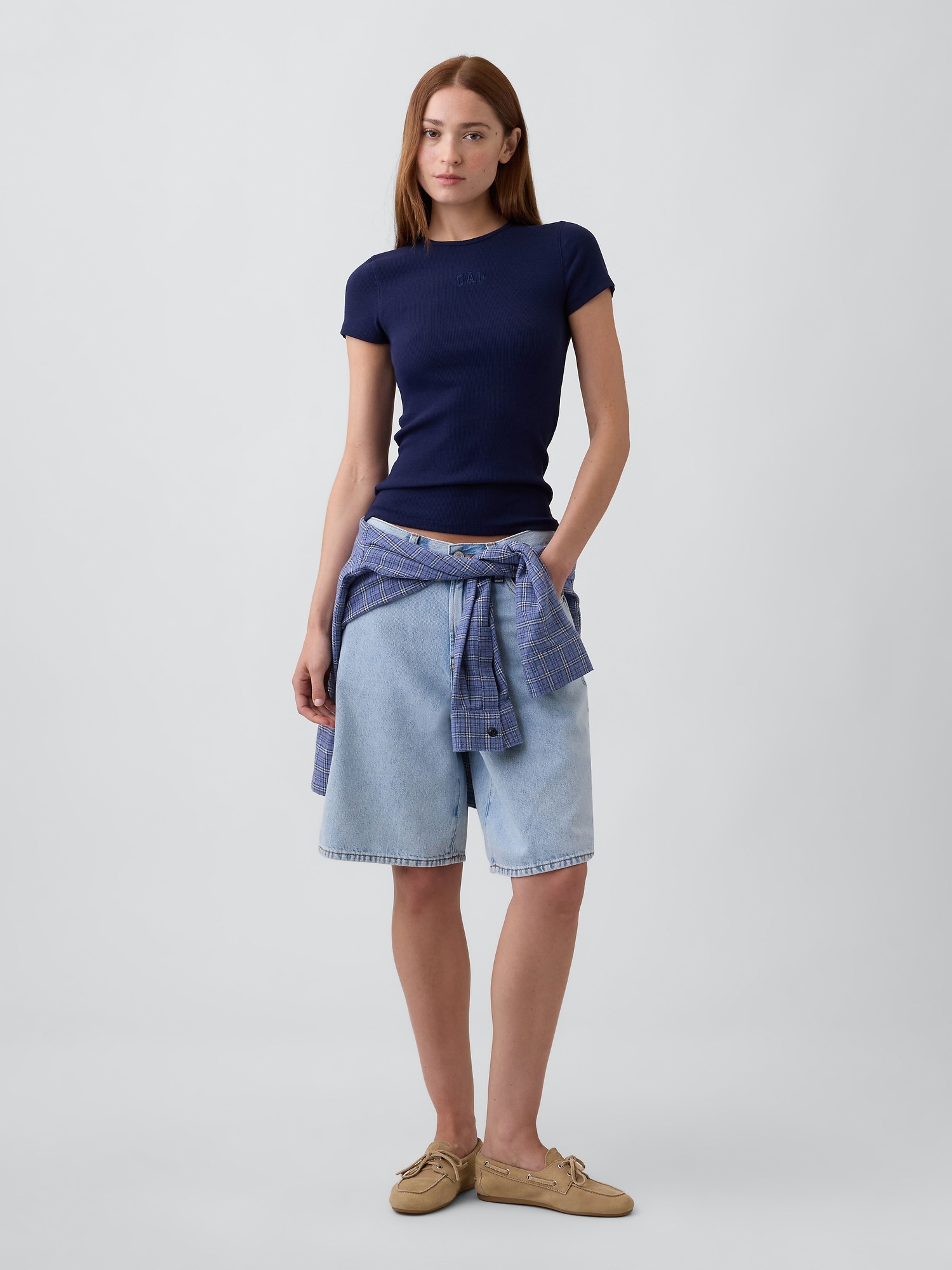 T-shirt côtelé avec logo - 003