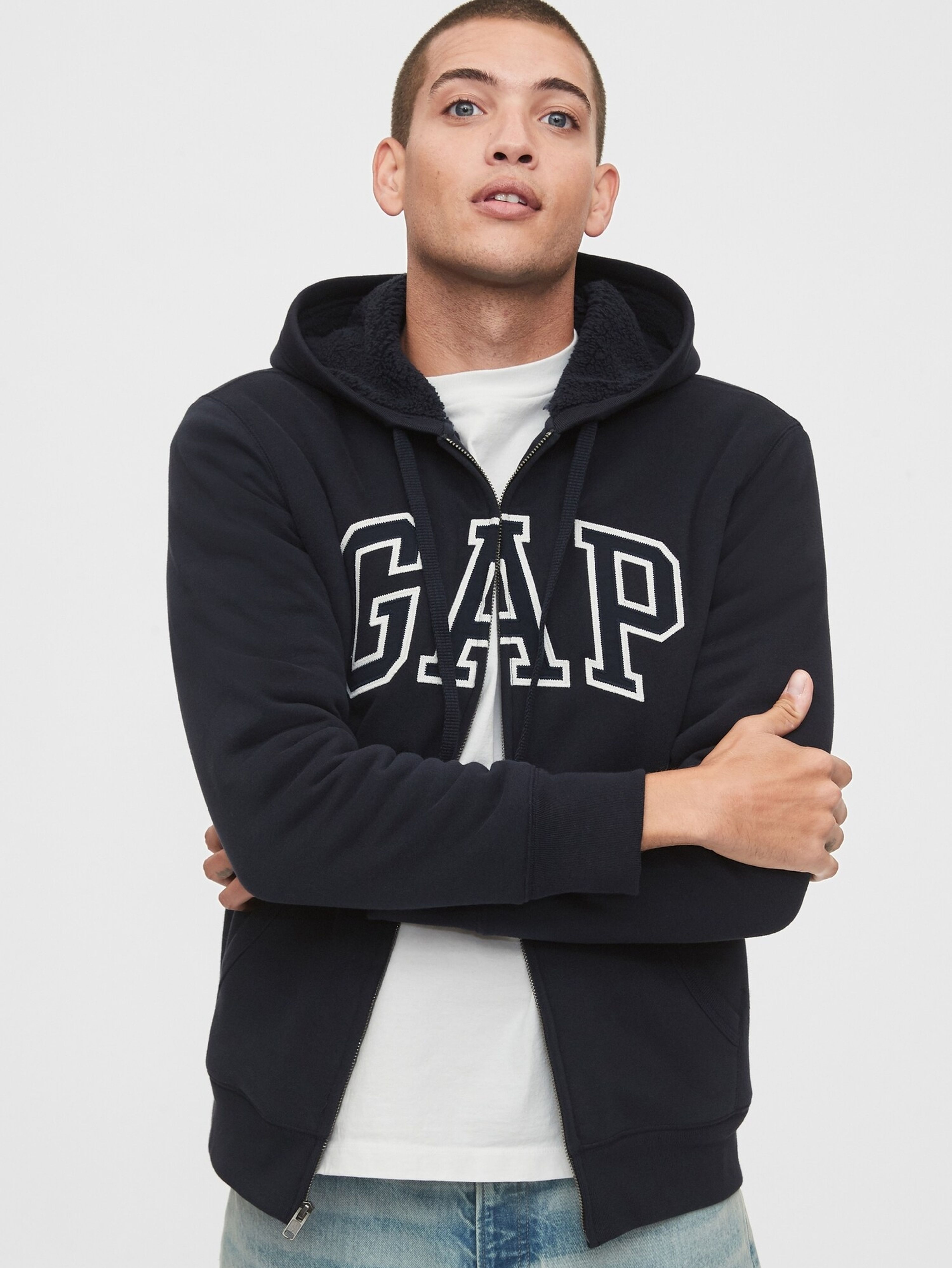 Bluza logo GAP full-zip sherpa